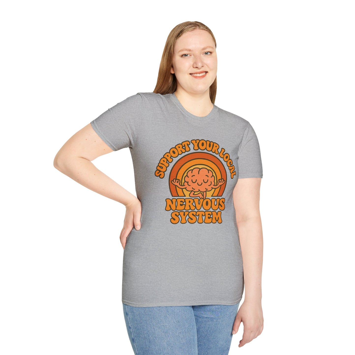 Support Your Local Nervous System T-Shirt | Funny Brain Tee, Neurodiversity Gift, Mental Health Humor Shirt, Science Geek Retro Tee