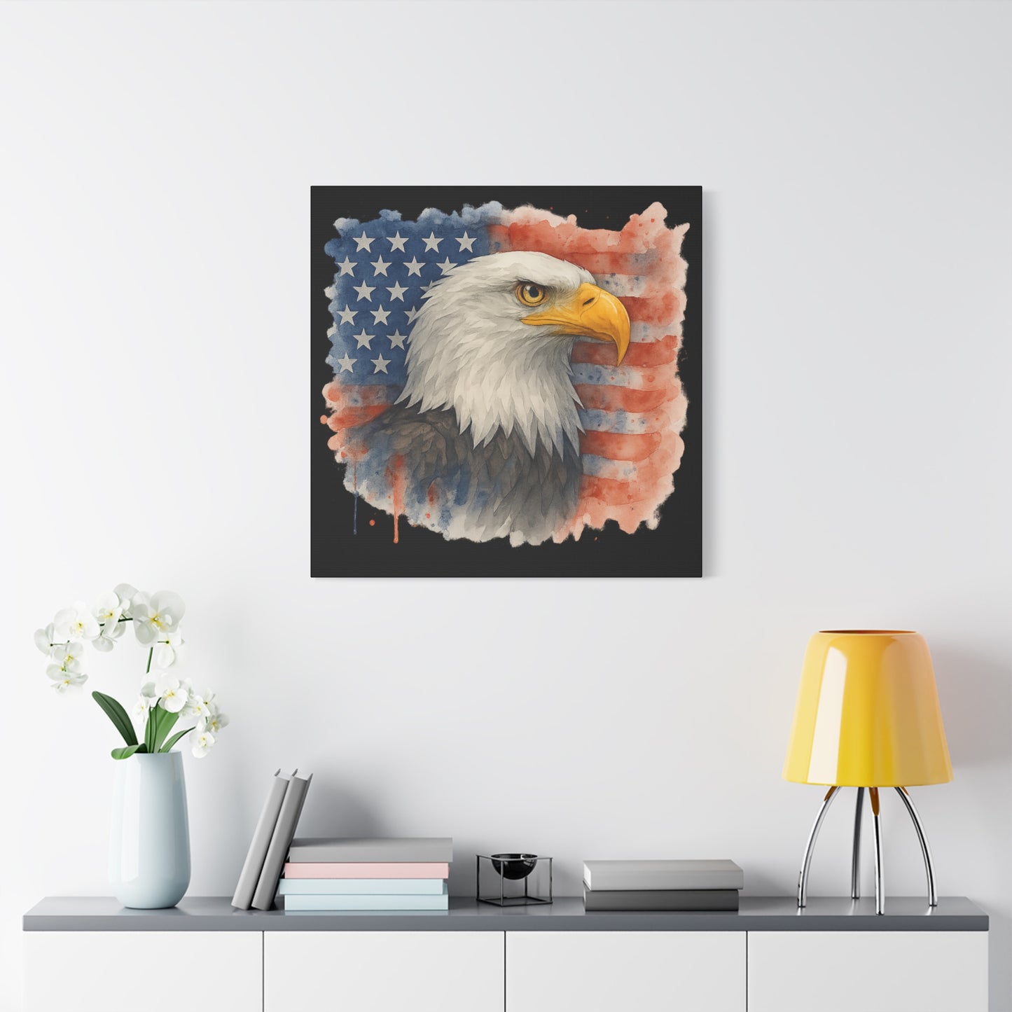 Patriotic Eagle Canvas Art American Flag Decor Independence Day Decor 4th of July Canvas Gift for Veteran