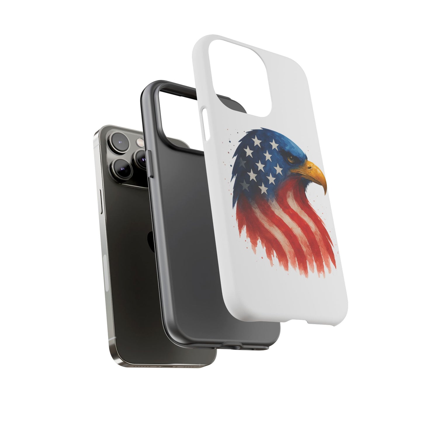 Patriotic Eagle iPhone Case - USA Flag Tough Cover, Dual-Layer Rugged Protection, 4th of July and Veteran Gift