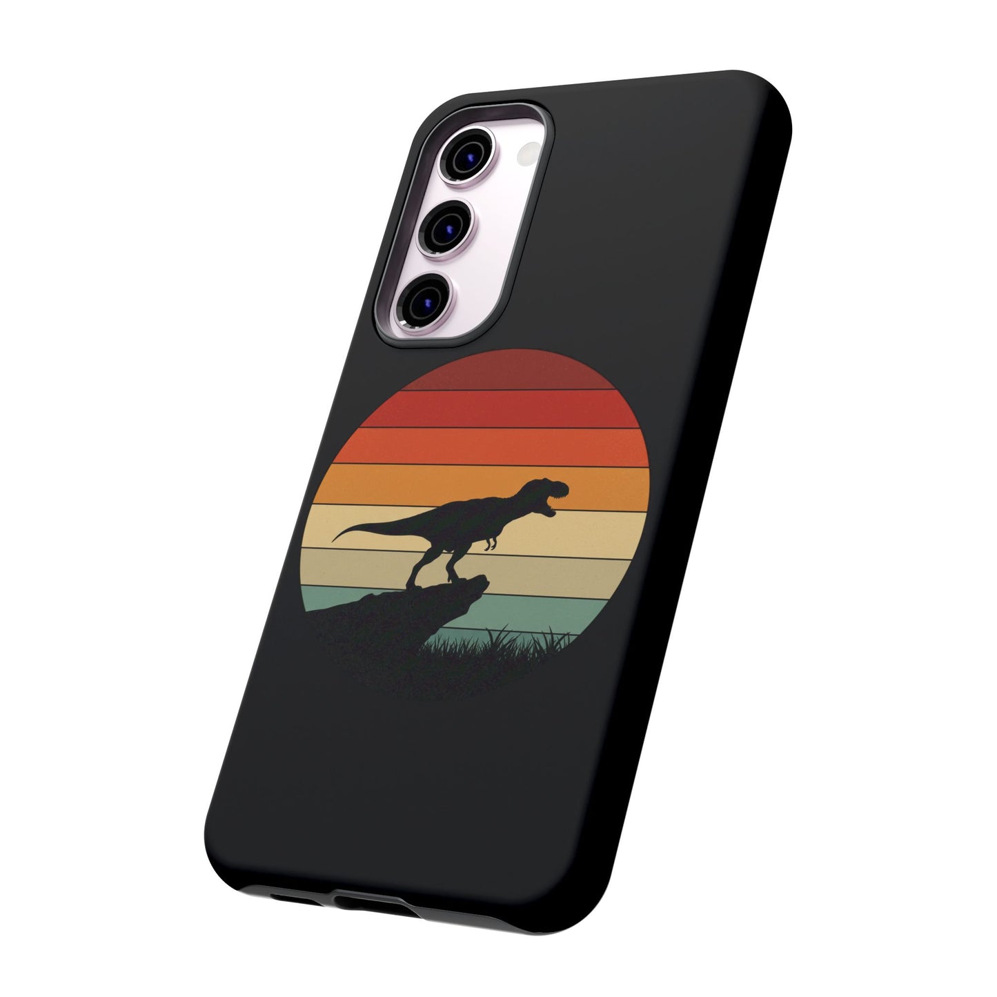 Retro Sunset Dinosaur Samsung Case | T-Rex Silhouette Vintage Gradient Cover for Galaxy S25/S24/S23 Series Dinosaur Phone Case
