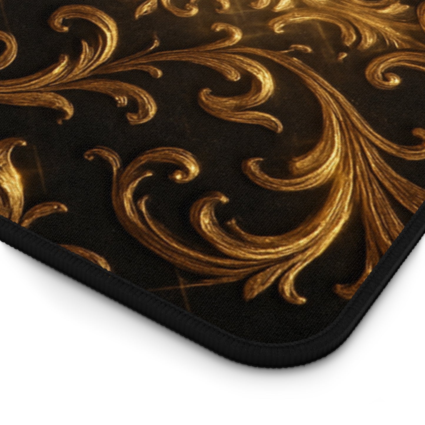 Baroque Desk Mat – Gothic Gold Extended Mouse Pad, Luxury Black Scroll Office Decor, Large Gaming Mat, Elegant Workspace Gift