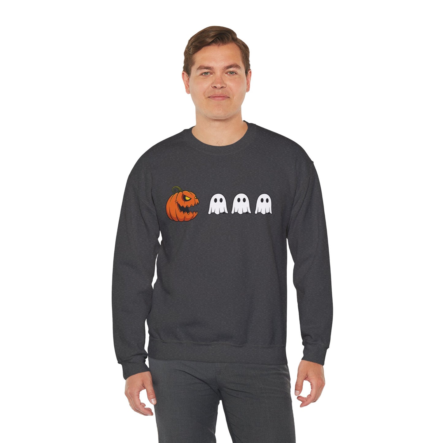 Pumpkin Ghost Sweatshirt, Funny Halloween Crewneck, Spooky Ghost Sweater, Cute Pumpkin Sweatshirt, Fall Outfit, Scary Face Sweatshirt