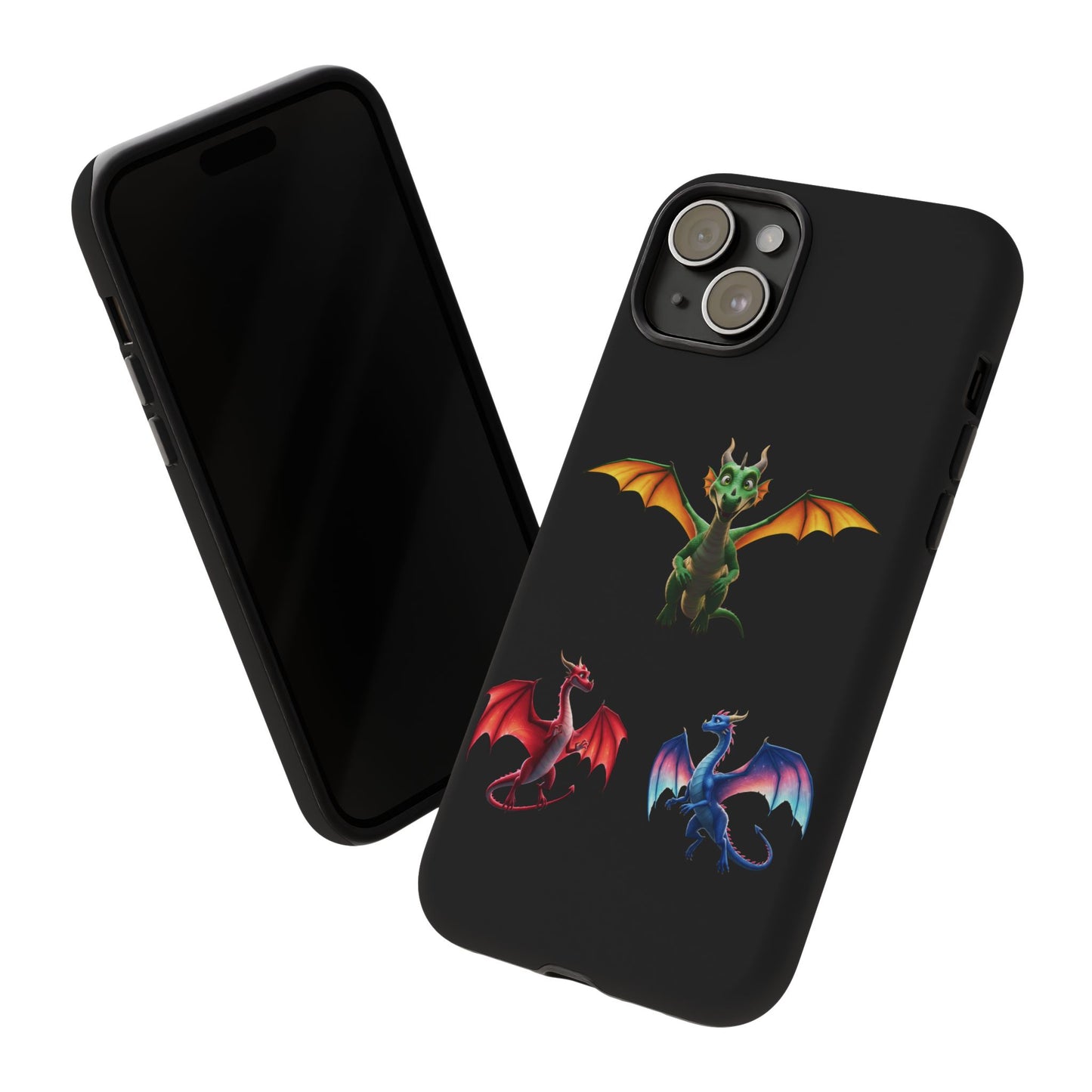 Vibrant Fantasy Dragon iPhone Case - Tough Armor Cover for iPhone 15/14/13 - Colorful Mythical Wings Gift for Dragon Lovers