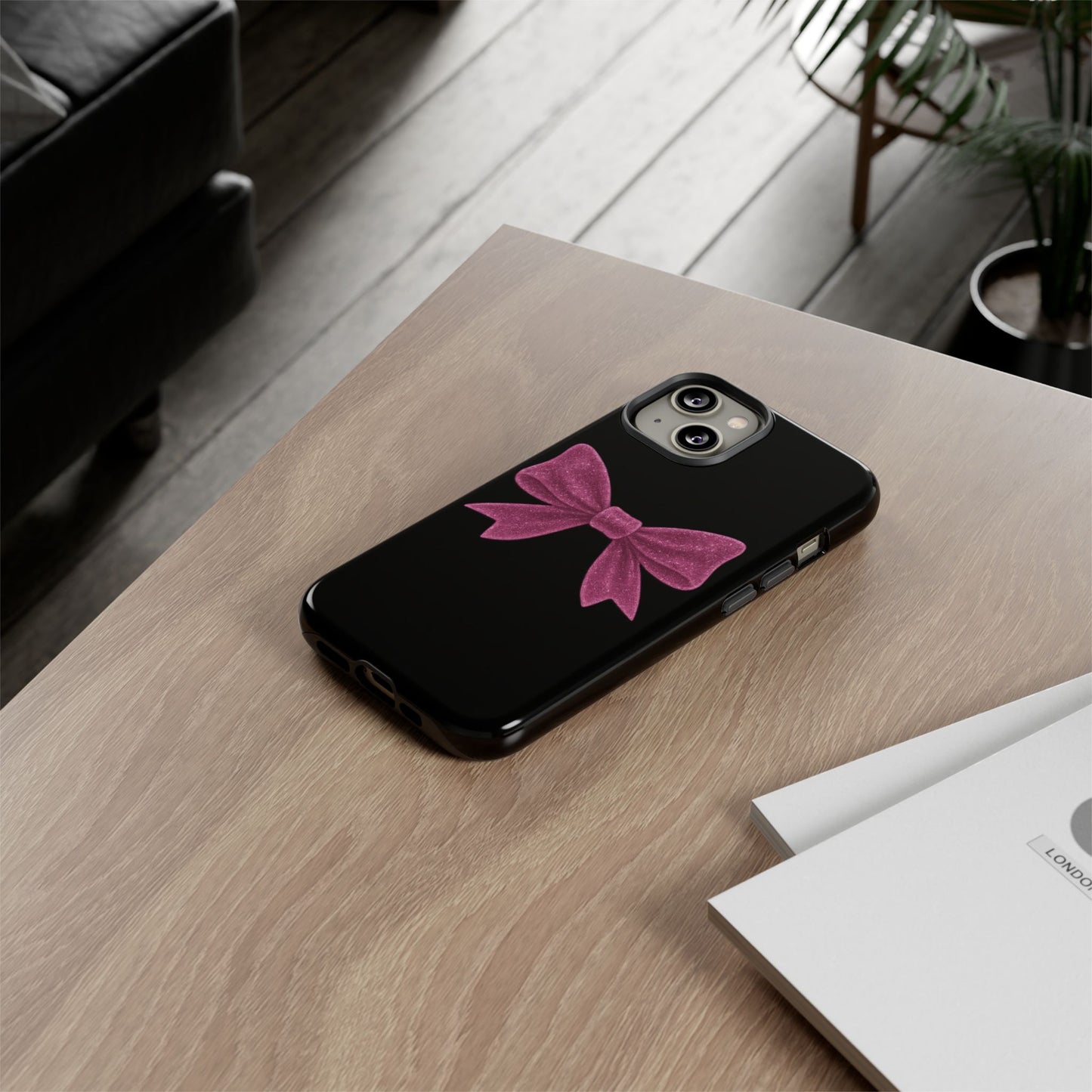 Pink Bow iPhone Case β Coquette Aesthetic Phone Cover β Glitter Soft Girl Tech Accessory β Cute Glossy Pinkcore Case β Gift for Her