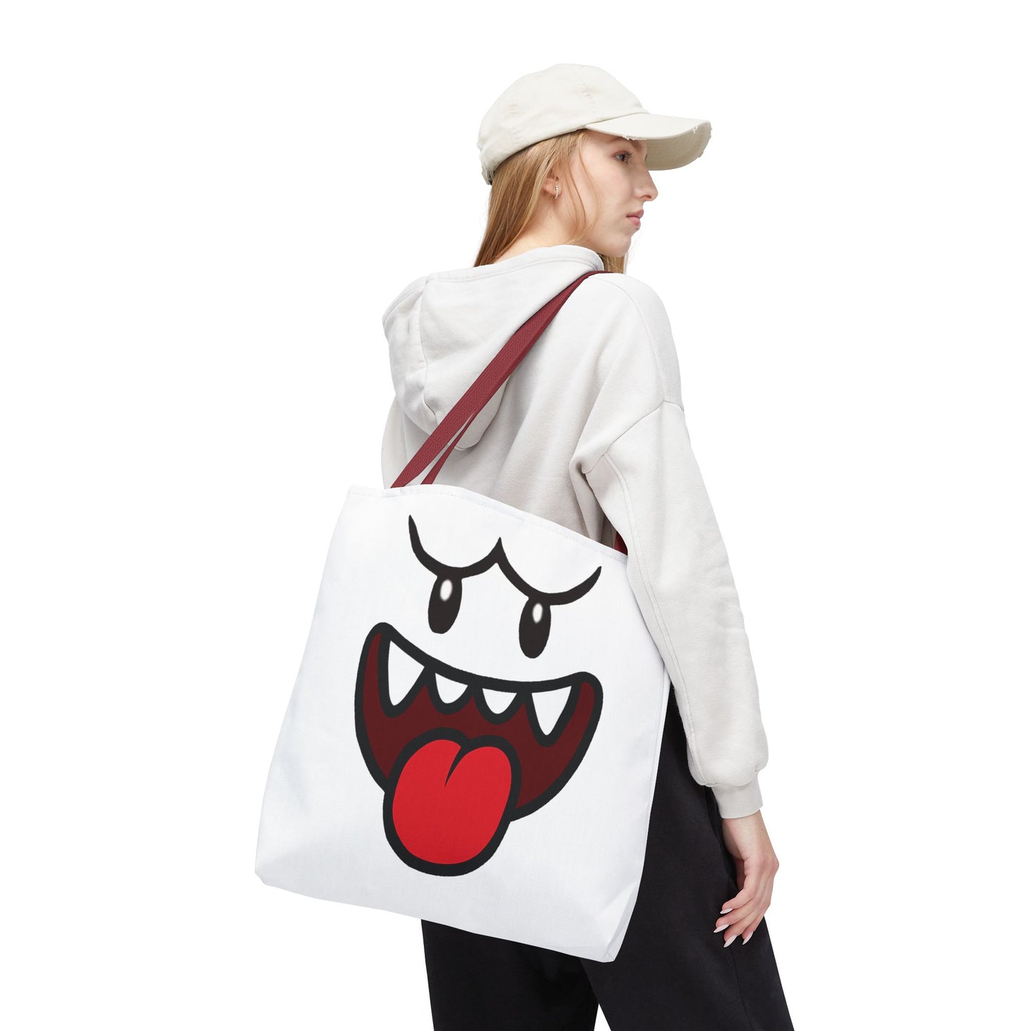 Funny Ghost Face Tote Bag, Spooky Halloween Shopping Bag, Creepy Cute Gamer Tote, Novelty Reusable Canvas Bag, Horror Themed Trick or Treat Bag