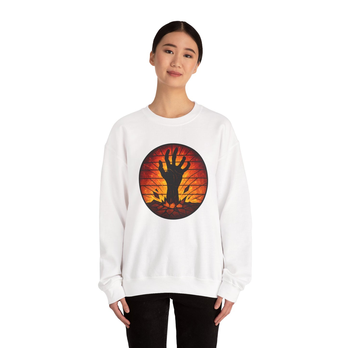 Zombie Hand Sweatshirt, Creepy Rising Hand Crewneck, Halloween Graveyard Sweatshirt, Spooky Hand Emerging, Gothic Horror Sweater