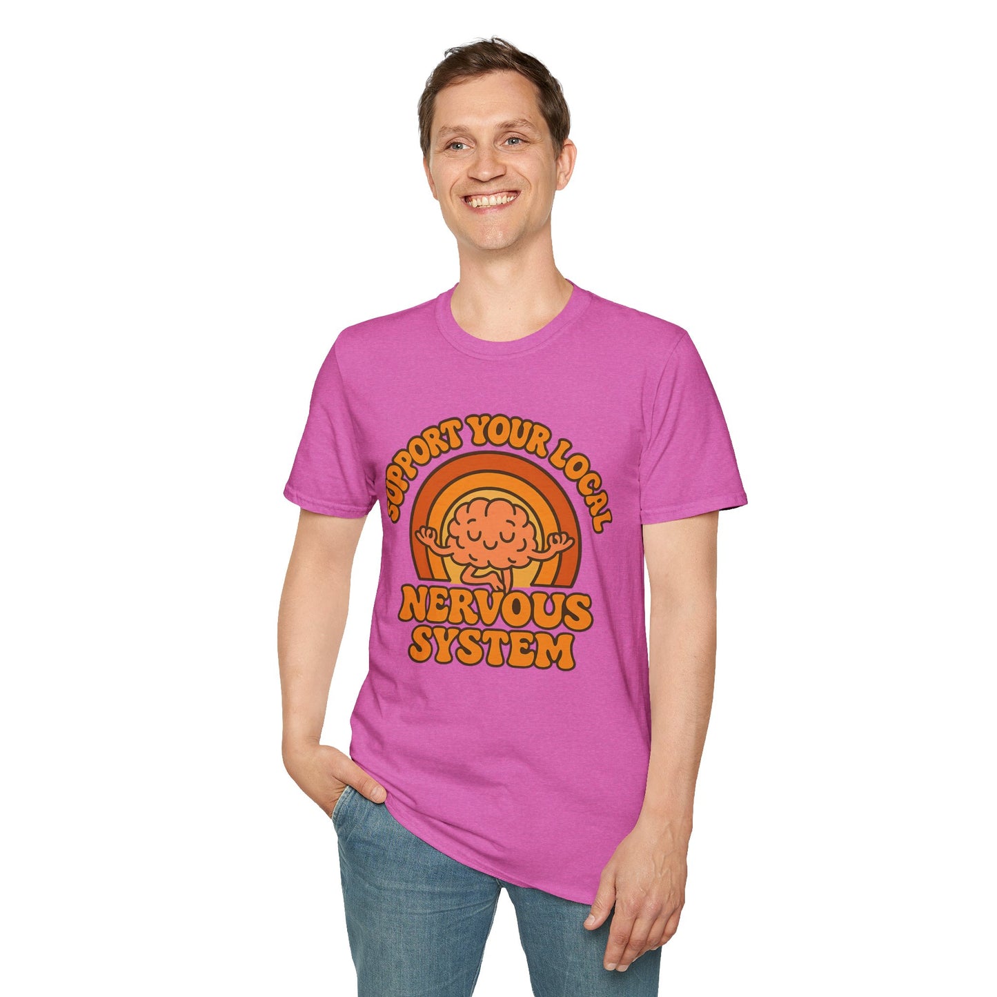 Support Your Local Nervous System T-Shirt | Funny Brain Tee, Neurodiversity Gift, Mental Health Humor Shirt, Science Geek Retro Tee