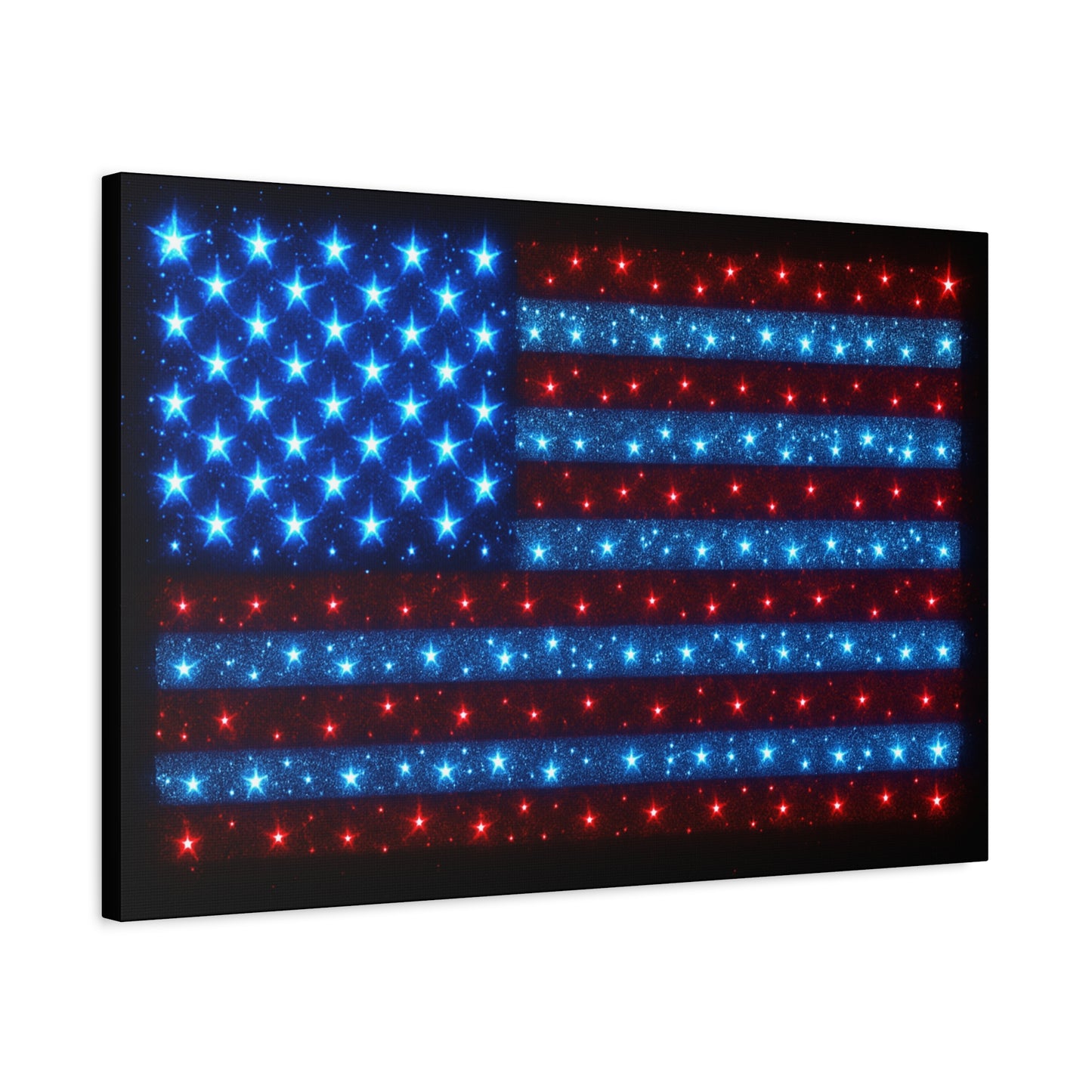 Bioluminescent-Style Starry American Flag Canvas - Patriotic Wall Art - Modern 4th of July Decor - Starry Particles USA Home Decor