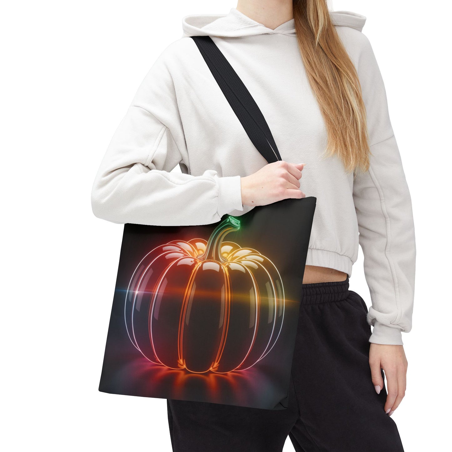 Neon Pumpkin Tote Bag, Glowing Halloween Bag, Modern Fall Tote, Pumpkin Aesthetic Accessory, Trick Or Treat Bag, Spooky Season Gift