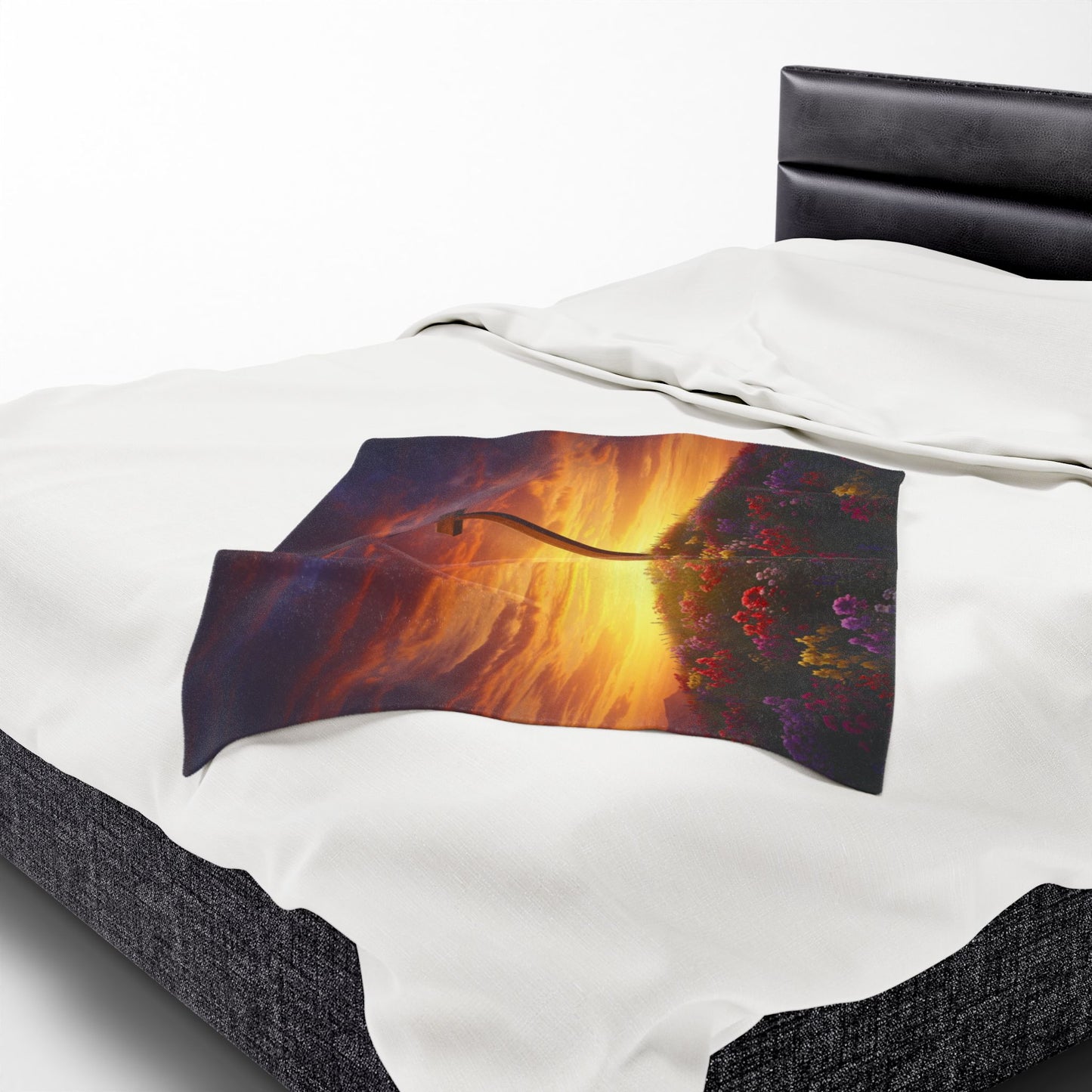 Velveteen Plush Blanket DaVinci Style Cross Hill Painting Christian Blanket Spiritual Decor Religious Throw Gift for Believers
