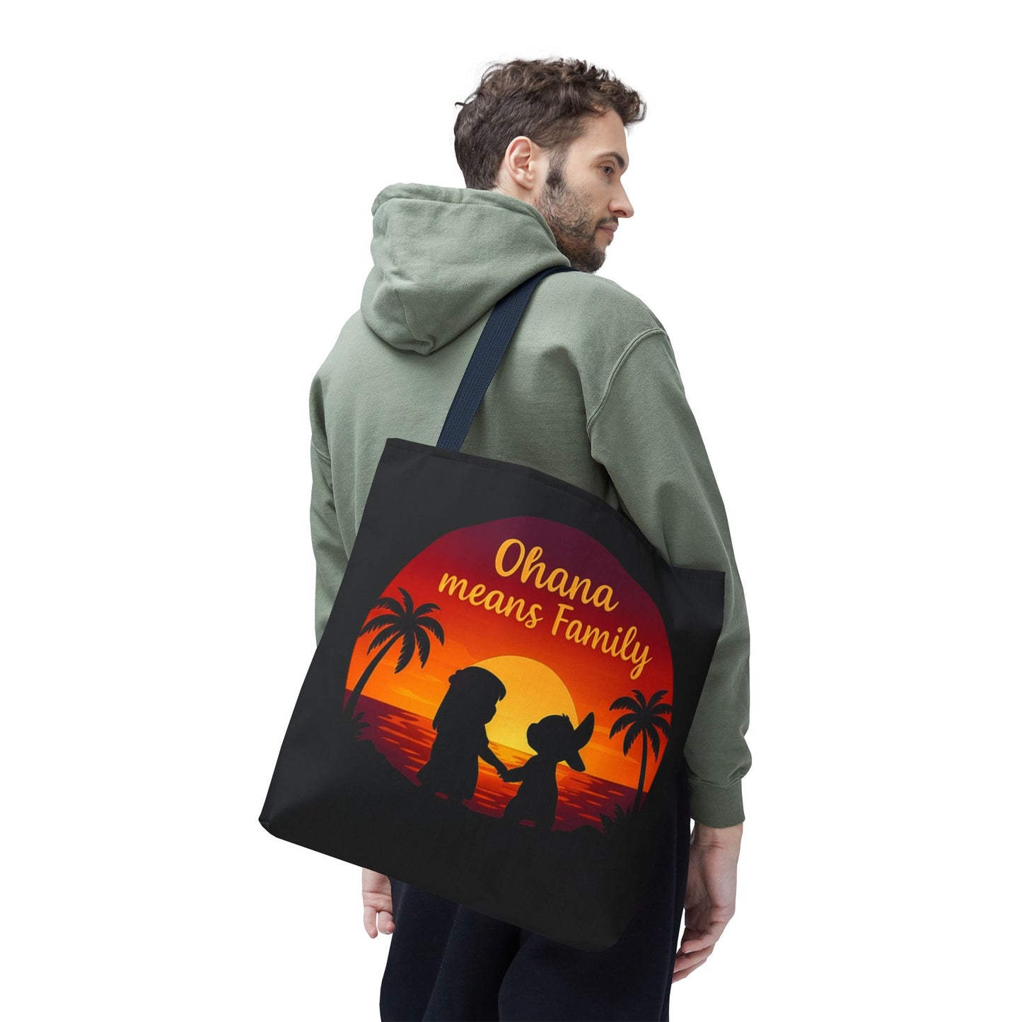 Ohana Means Family Tote Bag – Lilo and Stitch Inspired Bag, Hawaiian Quote, Disney Aesthetic Gift, Reusable Grocery or Beach Bag