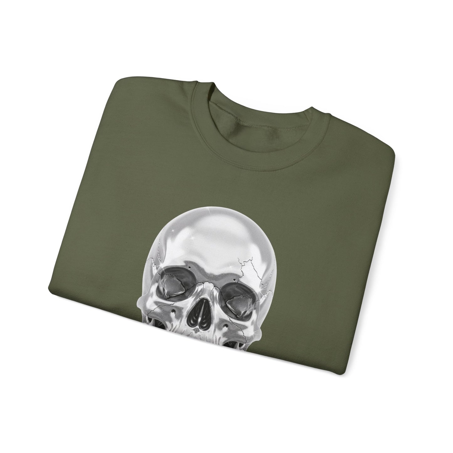 Silver Skull Sweatshirt, Gothic Skull Crewneck, Retro Skull Sweatshirt, Vintage Skull Graphic, Halloween Rock Pullover
