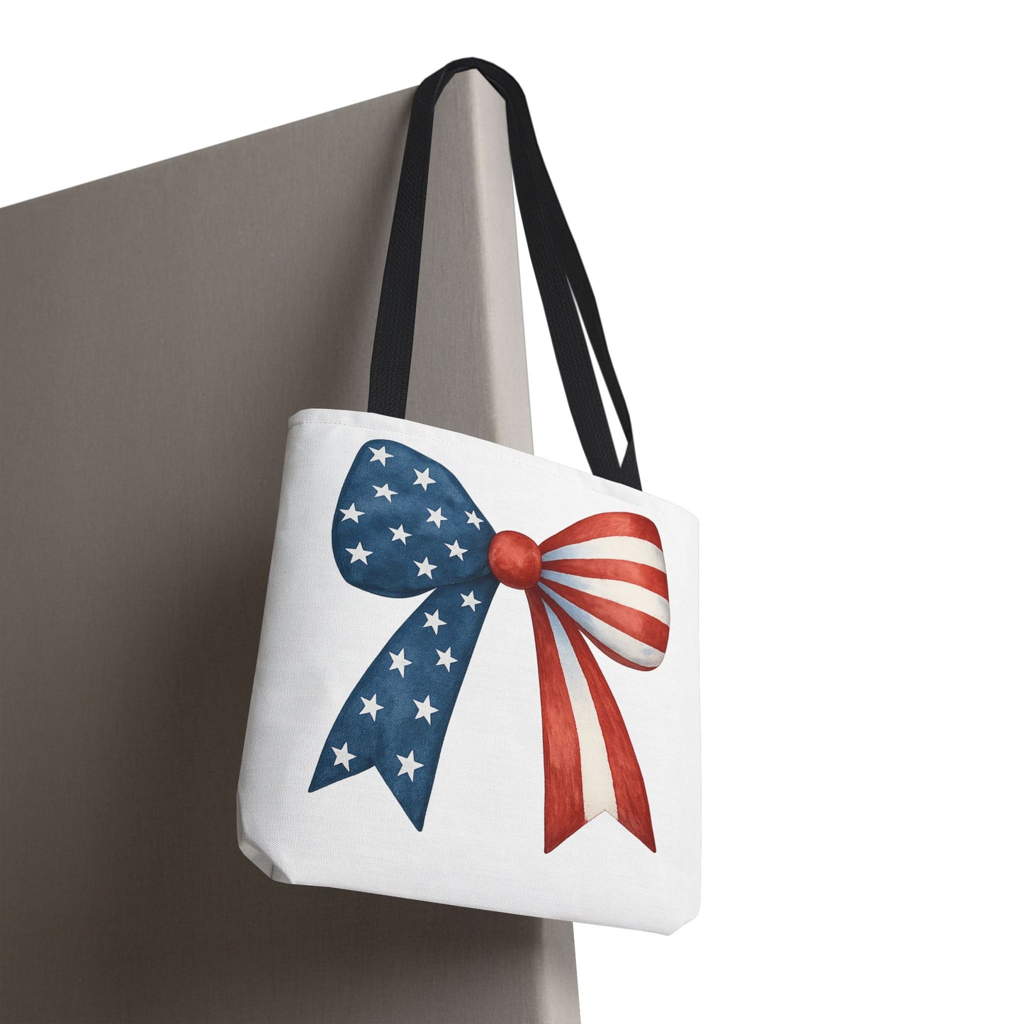 Patriotic Bow Tote Bag | 4th of July Reusable Bag | American Flag Tote | USA Stars Stripes Bag | Independence Day Gift | USA Market Bag
