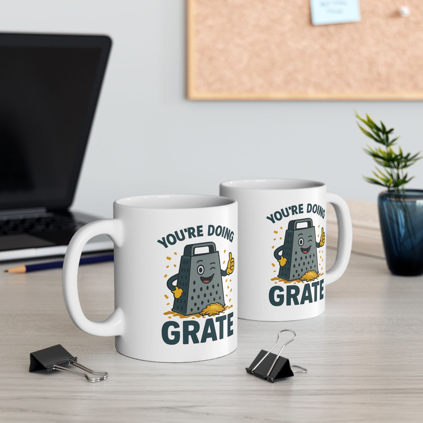 You’re Doing Grate Funny Pun Mug – Cheesy Kitchen Coffee Cup, Positive Encouragement Gift for Coworkers, Friends & Teachers