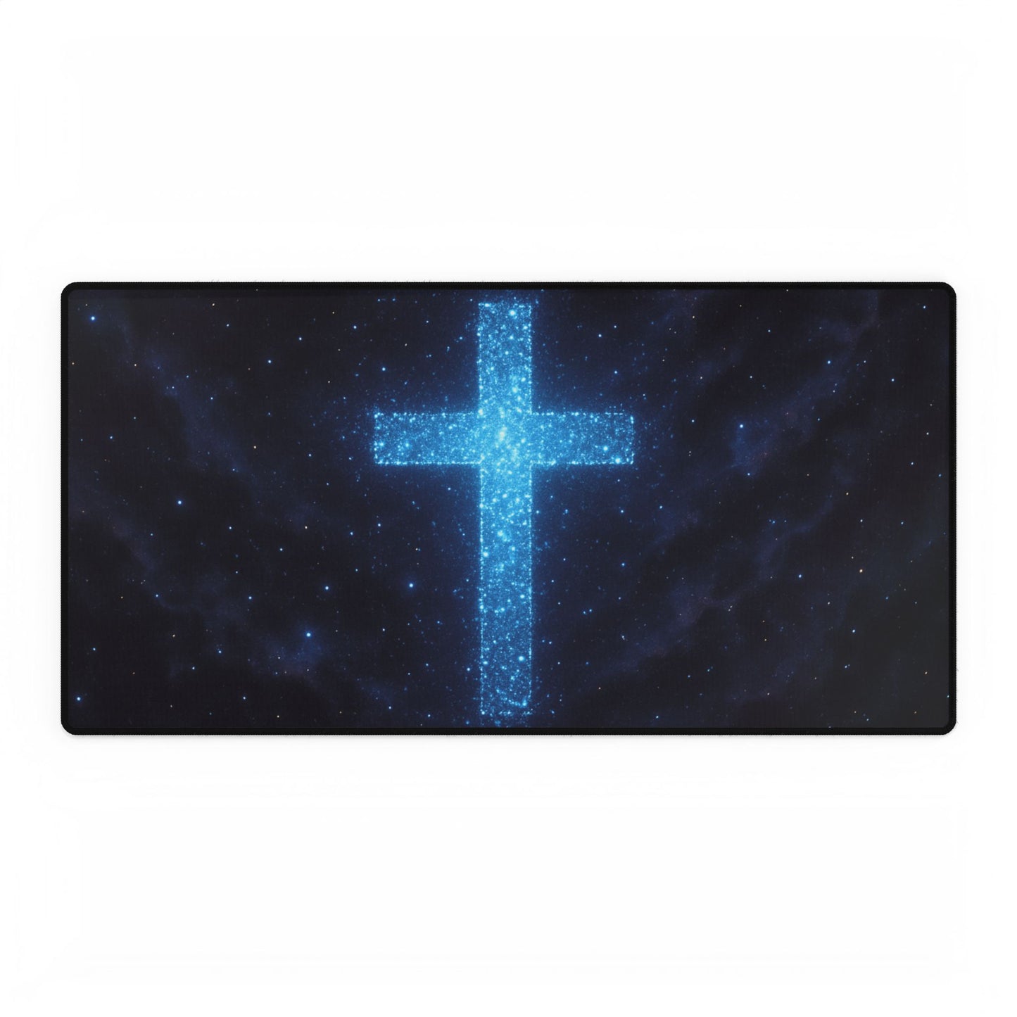 Spiritual Galaxy Cross Desk Mat - Inspirational Office Decor Christian Mouse Pad Spiritual Decor Gift for Believers