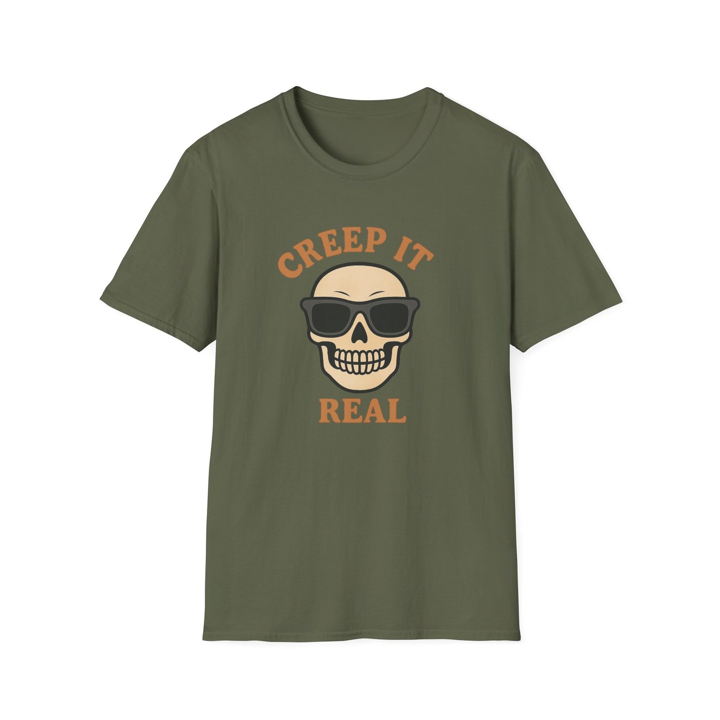 Creep It Real Shirt - Funny Skull Halloween T-Shirt, Spooky Season Graphic Tee, Cool Skeleton with Sunglasses, Humorous Fall Top