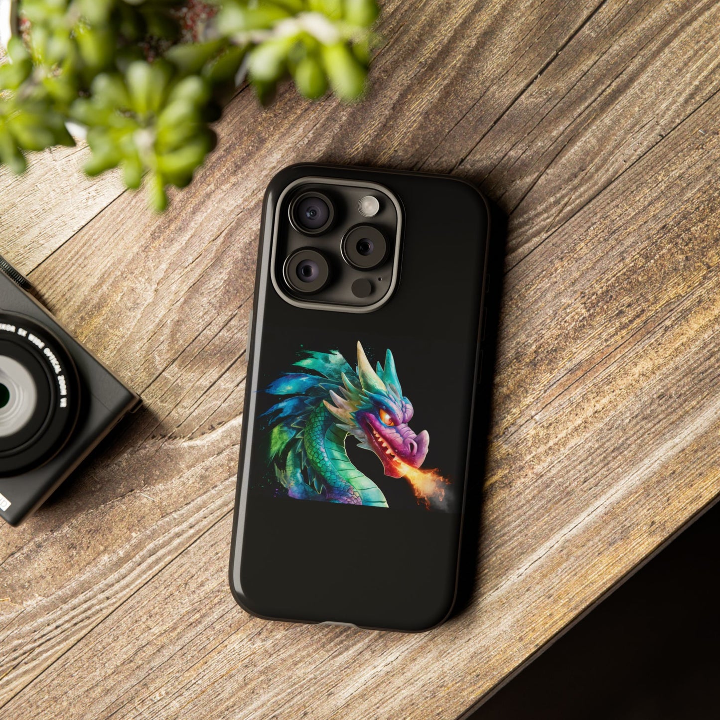 Dragon iPhone Case - Fantasy Fire-Breathing Art Protective Cover - Bookish Dark Academia Aesthetic Gift for Teens and Adults