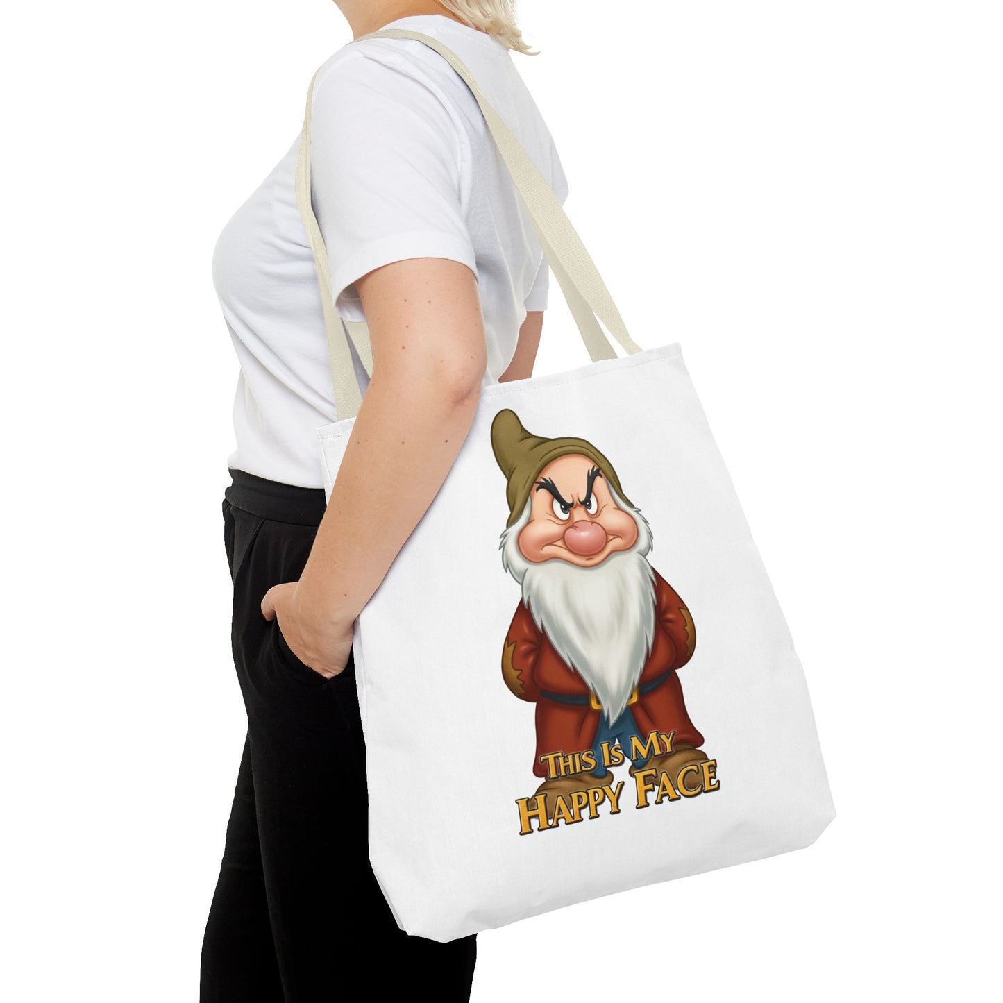 Grumpy Dwarf Tote Bag - "This Is My Happy Face"