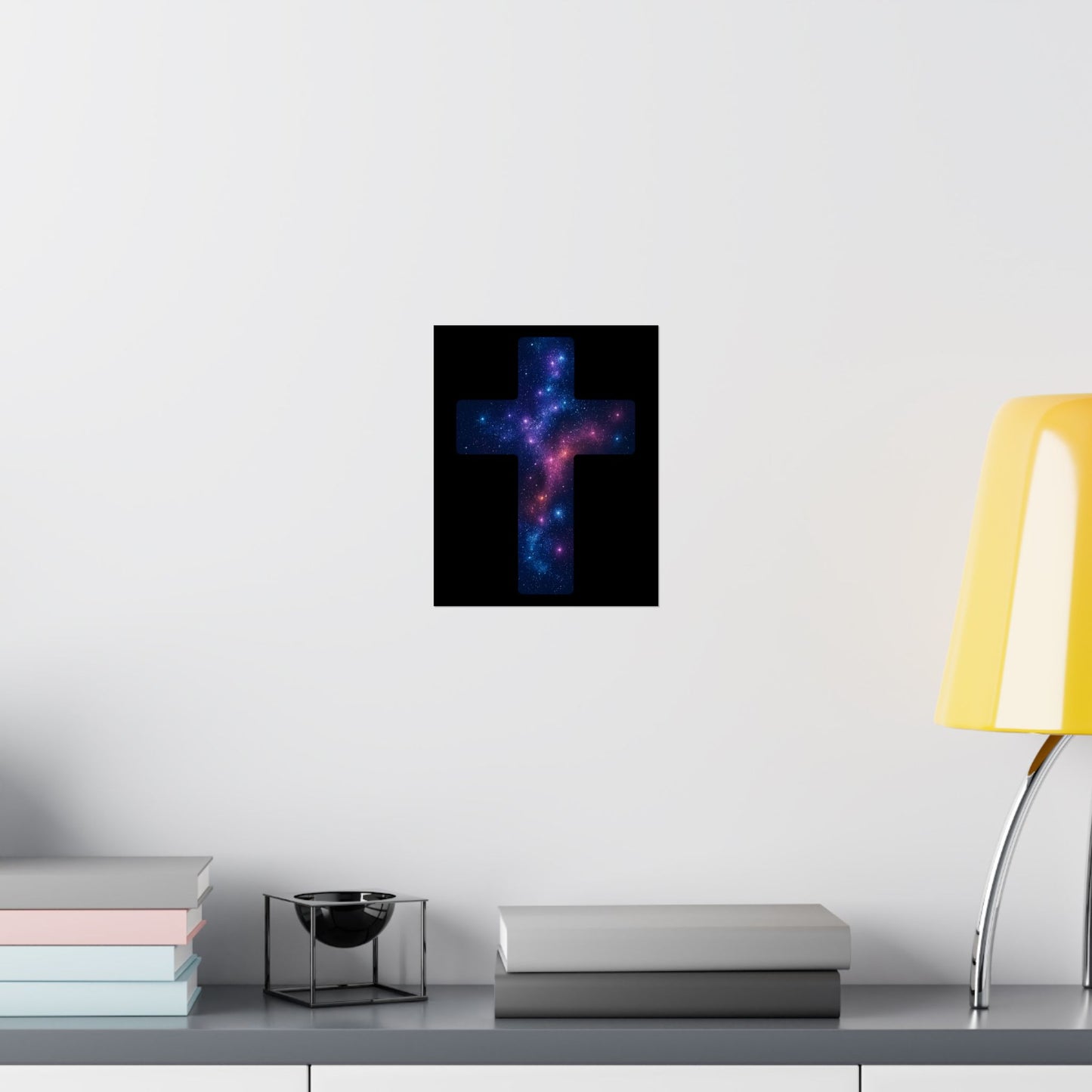 Vertical Poster - Galactic Cross Design Christian Poster Spiritual Decor Religious Art Faith Based Decoration Gift for Believers