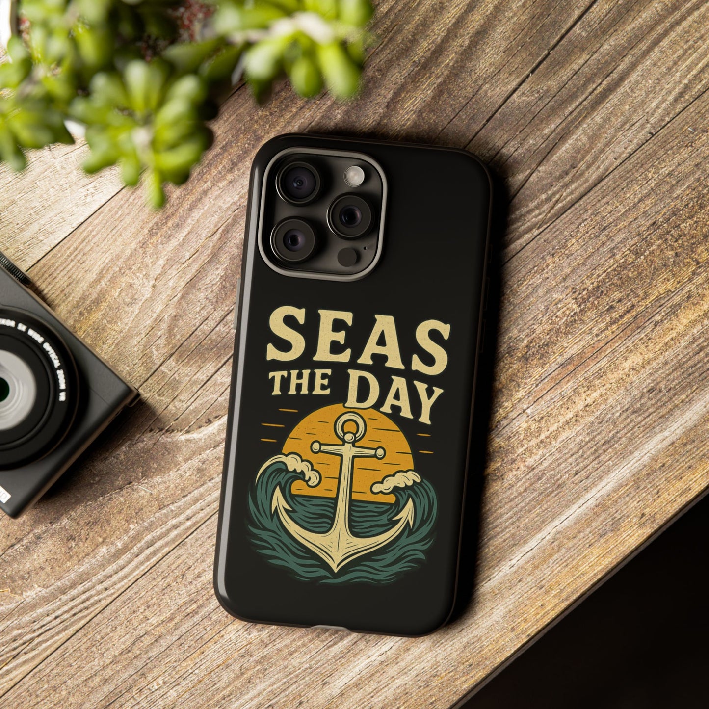 Seas the Day iPhone Case – Nautical Anchor Phone Cover – Ocean Pun Gift – Beach Lover iPhone Accessory – Summer Adventure Phone Case