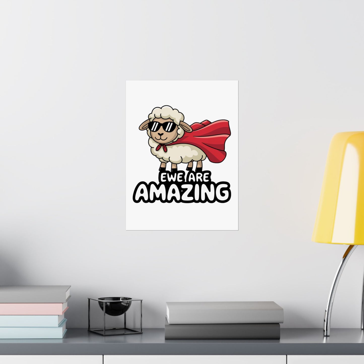 Funny Sheep Poster – “Ewe Are Amazing” Wall Art, Cute Animal Pun Print for Classroom, Kids Room, or Office Decor