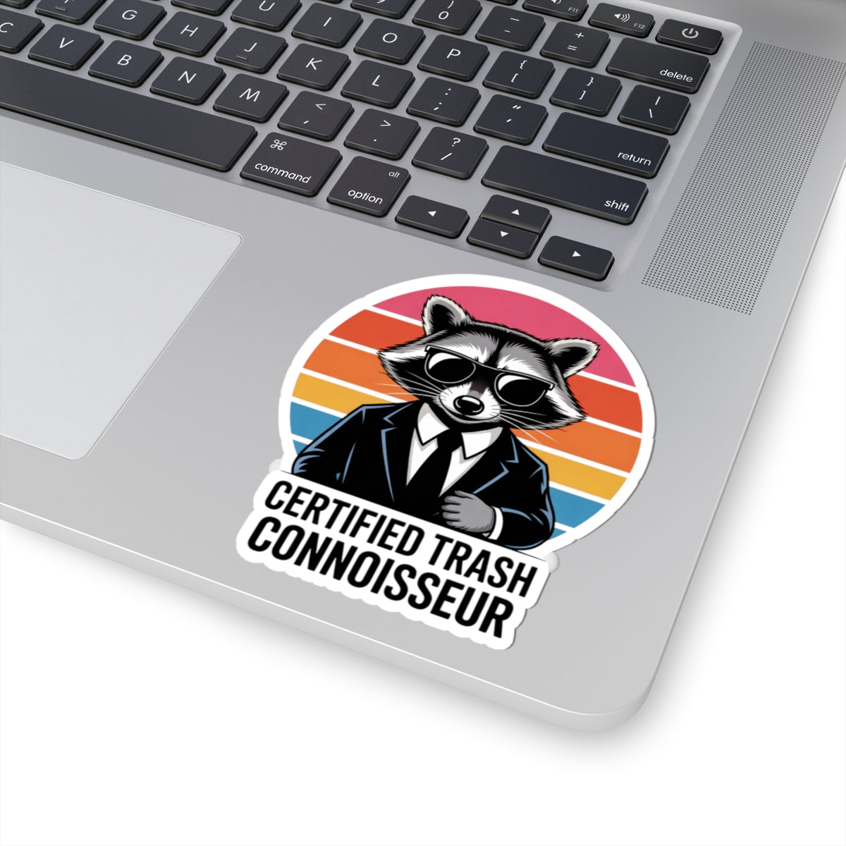 Sticker Certified Trash Connoisseur Raccoon in Suit Trash Panda Decal