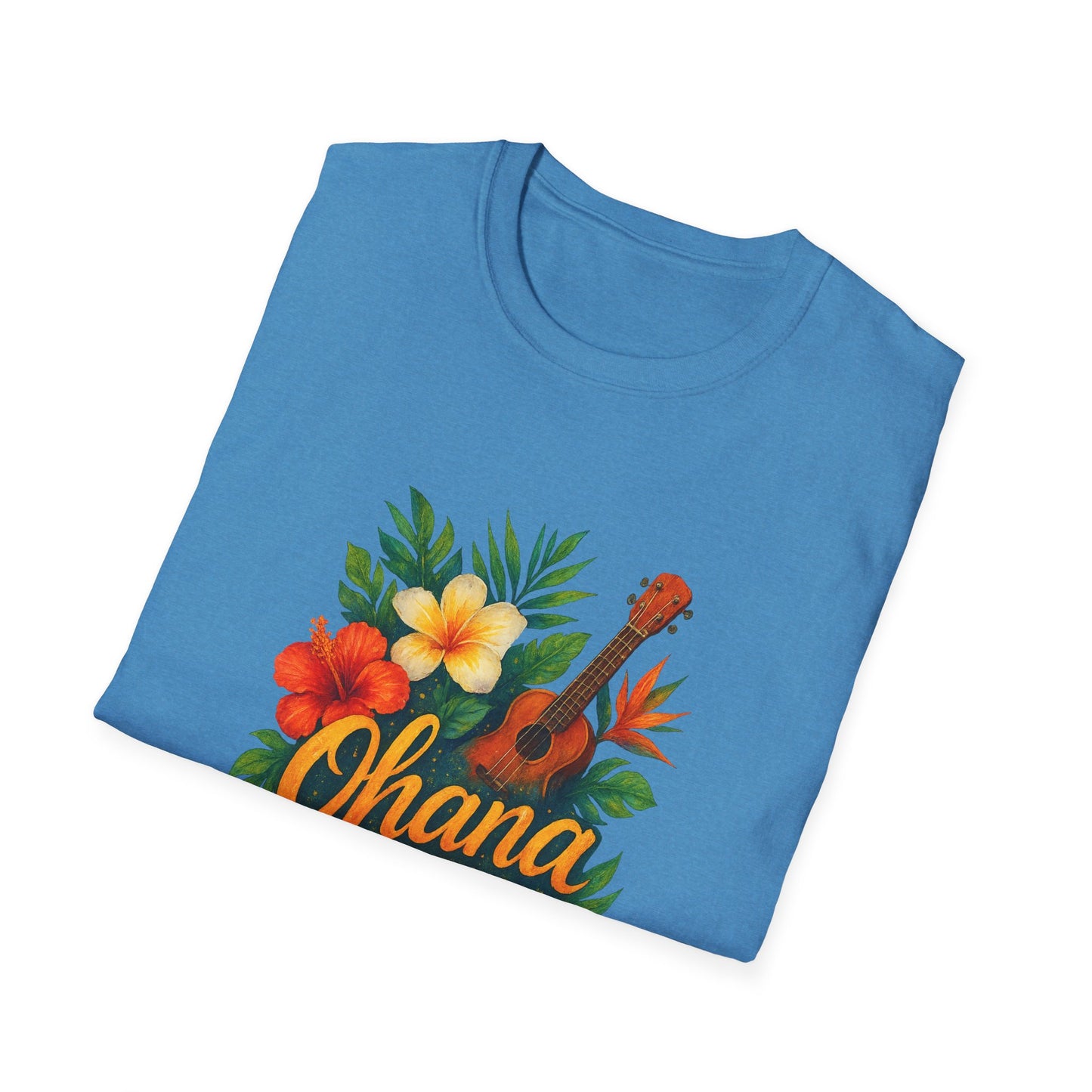 Ohana Hawaiian Shirt | Tropical Family T-Shirt | Luau Vacation Tee | Aloha Summer Shirt | Ukulele Turtle Floral Beach Gift