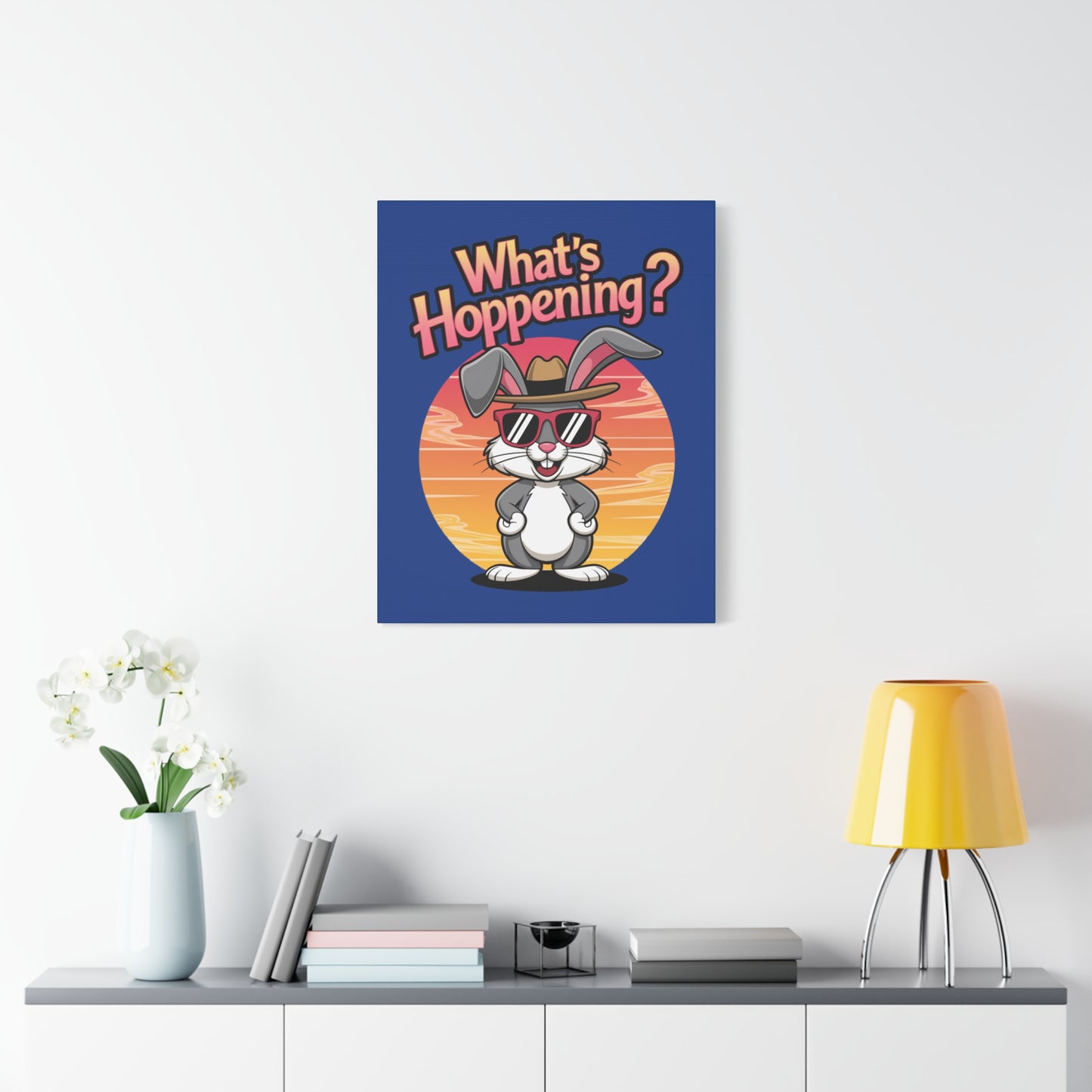 What's Hoppening Canvas Art; Bunny Art; Rabbit Canvas