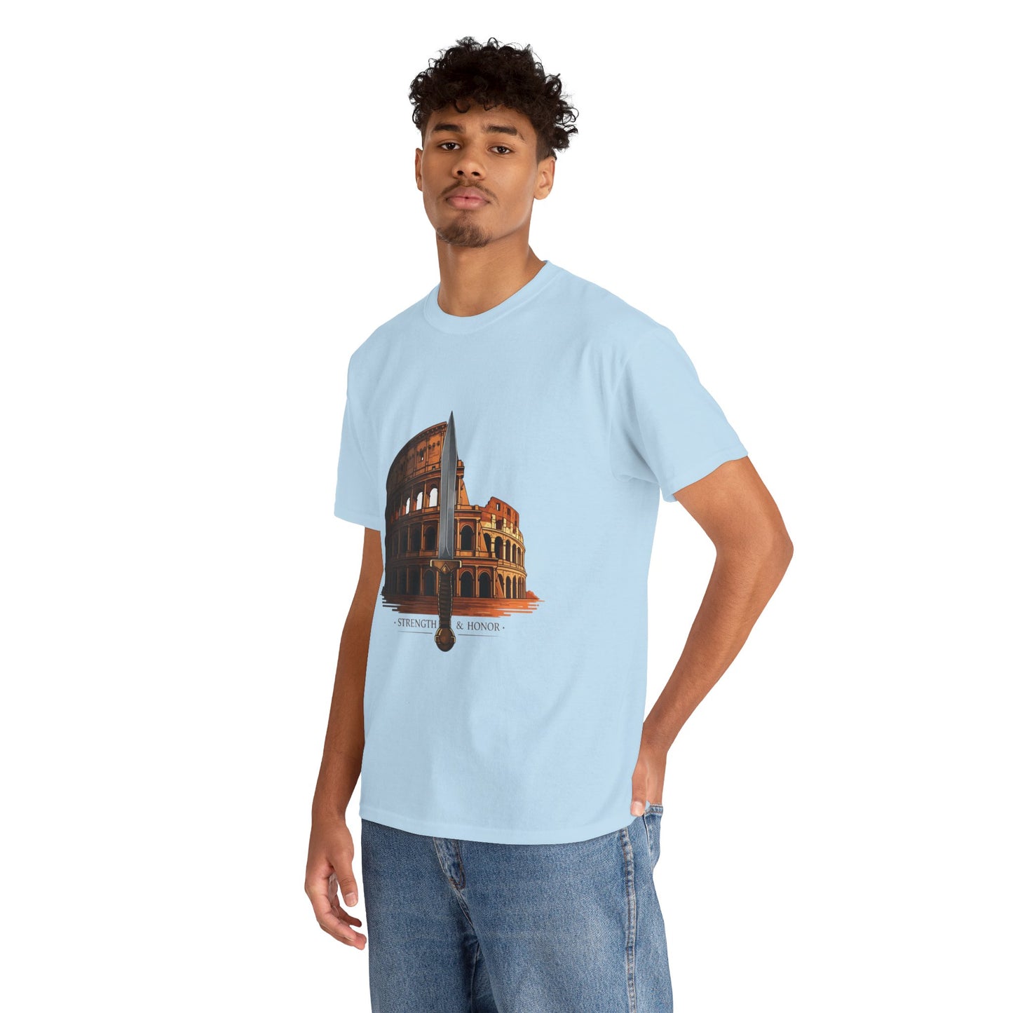 Strength & Honor Gladiator Shirt – Roman Colosseum Sword Graphic Tee – Ancient Rome History T-Shirt for Gladiator & Travel Fans