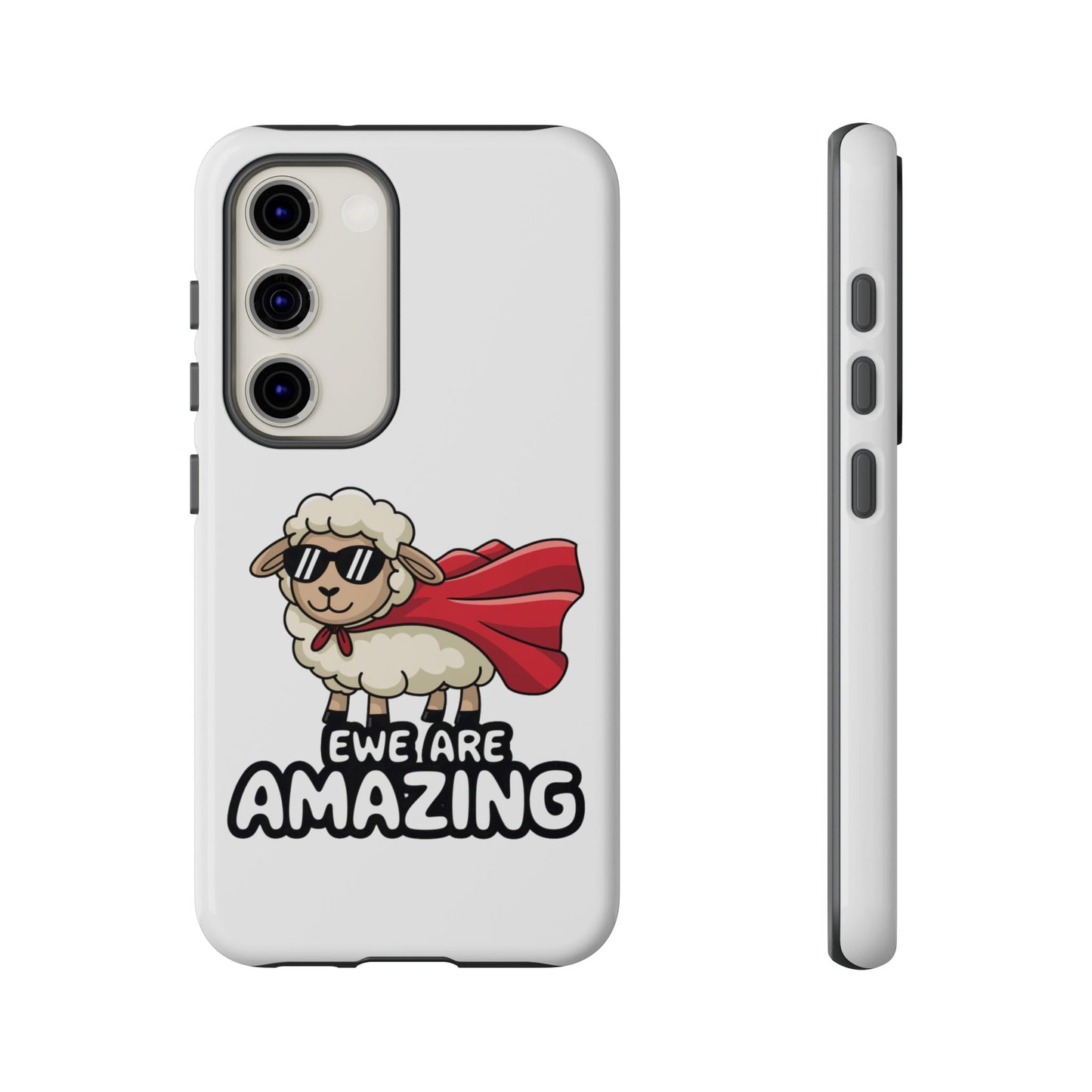 Funny Samsung Case - Cute Sheep Phone Cover - "Ewe Are Amazing" Gift for Her or Him - Animal Pun Superhero Case - Samsung Case