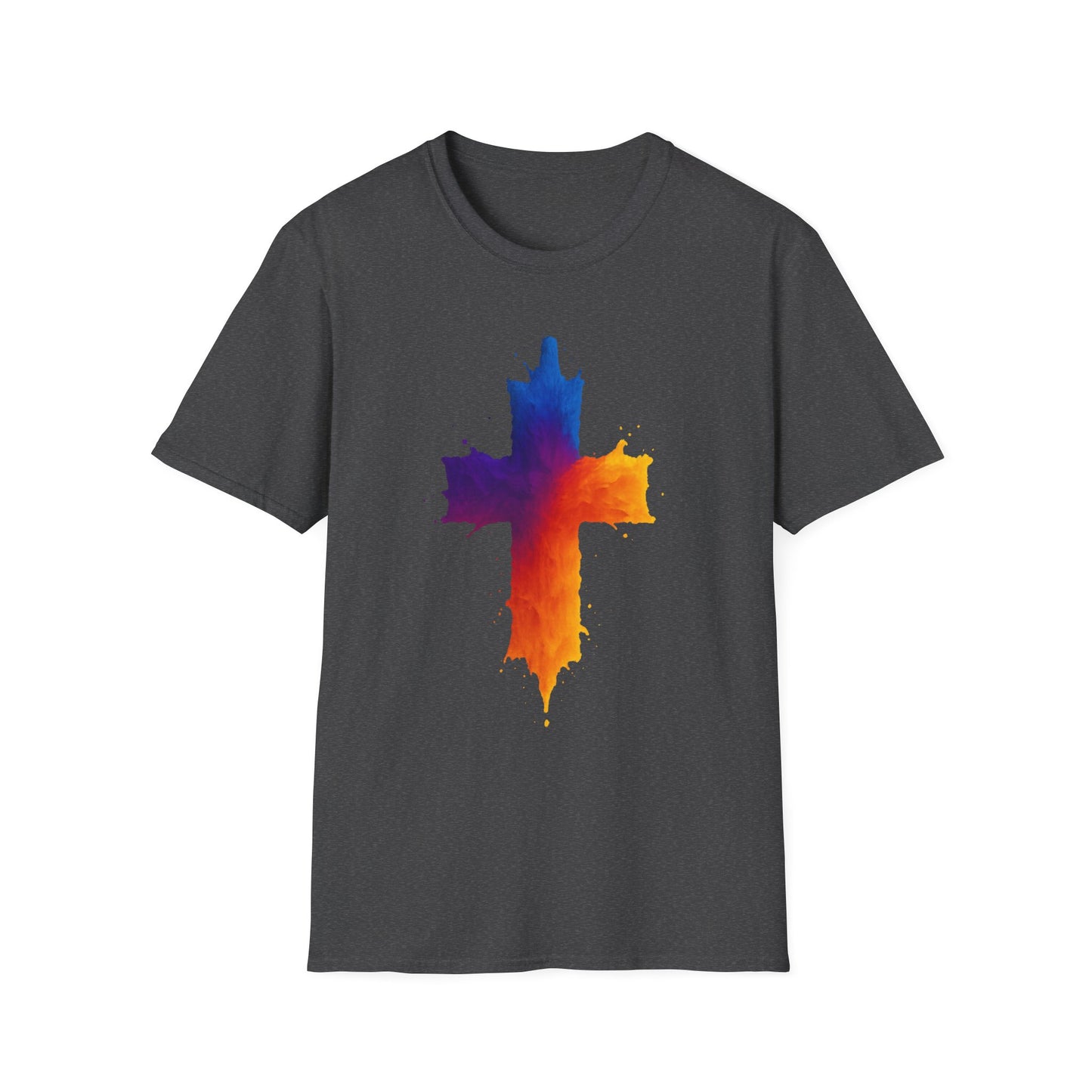 Colorful Abstract Cross T‑Shirt | Bold Grunge Paint Splatter Christian Tee | Unique Vibrant Gift | Inspirational Faith Graphic Shirt