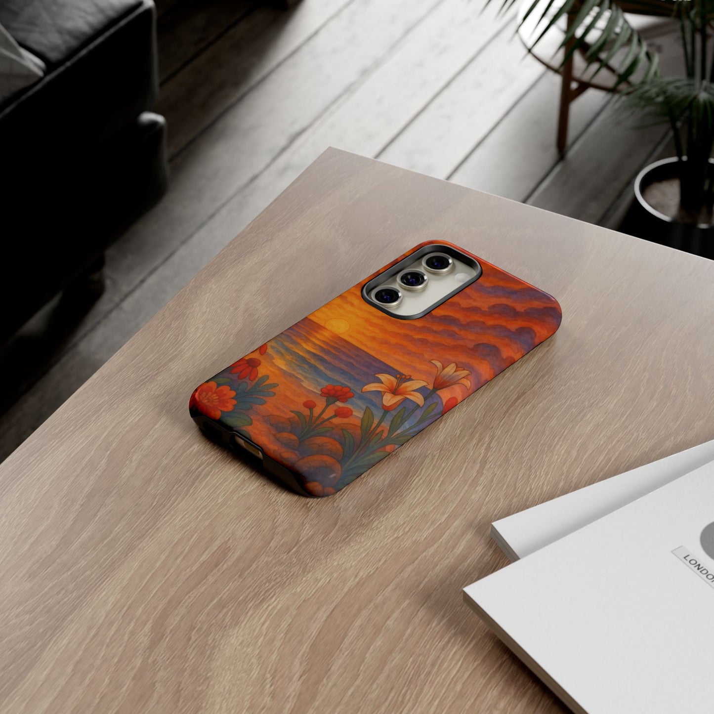 Samsung Case - Floral Ocean Sunset Watercolor Nautical Phone Case Beach Samsung Case Ocean Sunset Theme