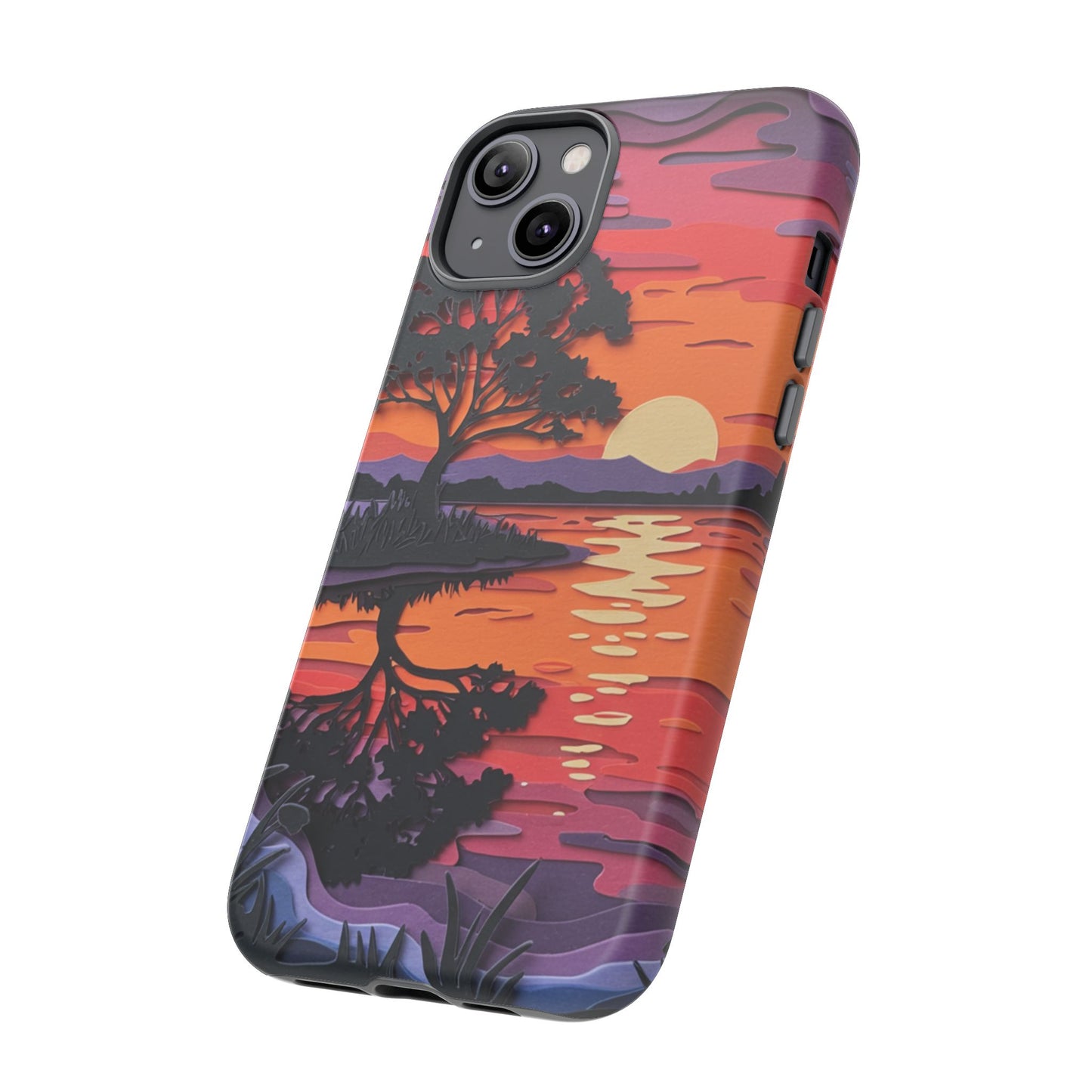 iPhone Case - Colorful Paper Art Sunset Design