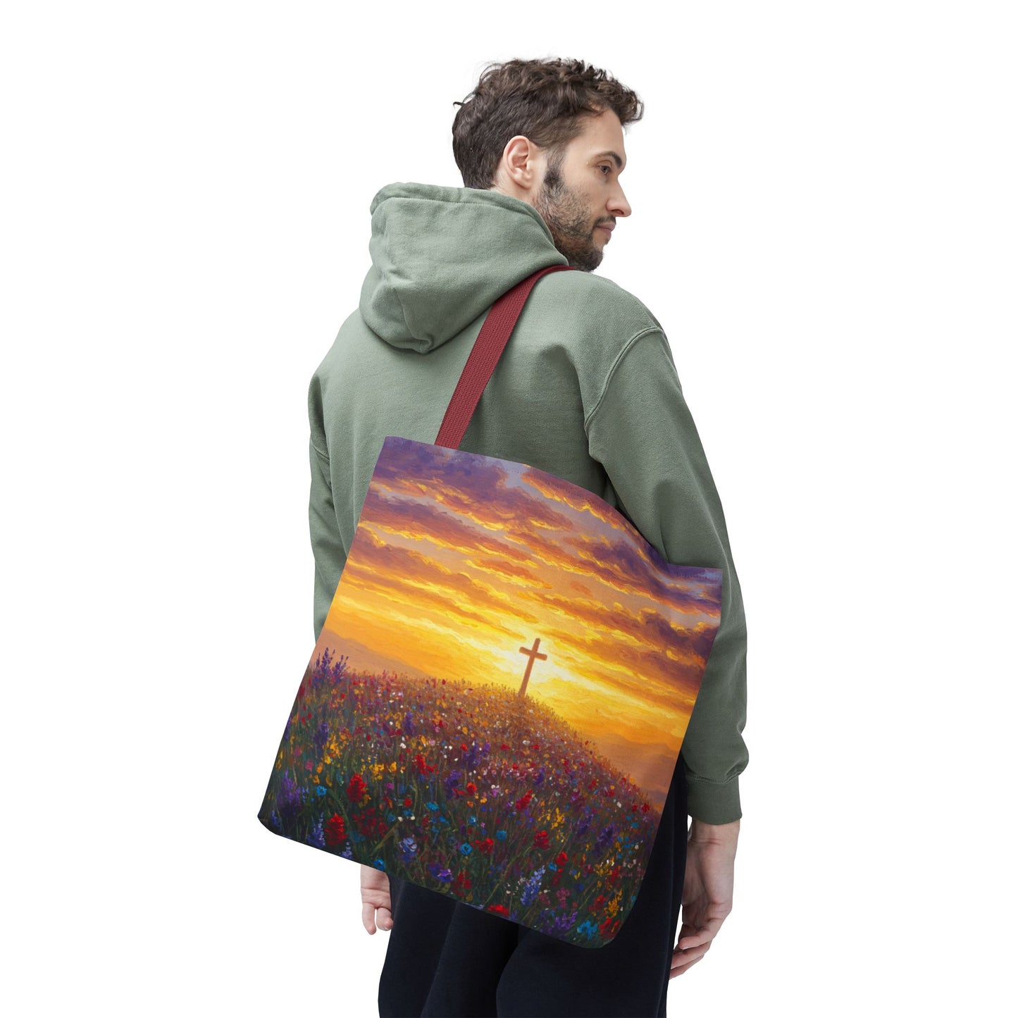 Cross Painted Tote Bag Christian Bag Inspirational Tote Spiritual Bag Religious Tote Bag