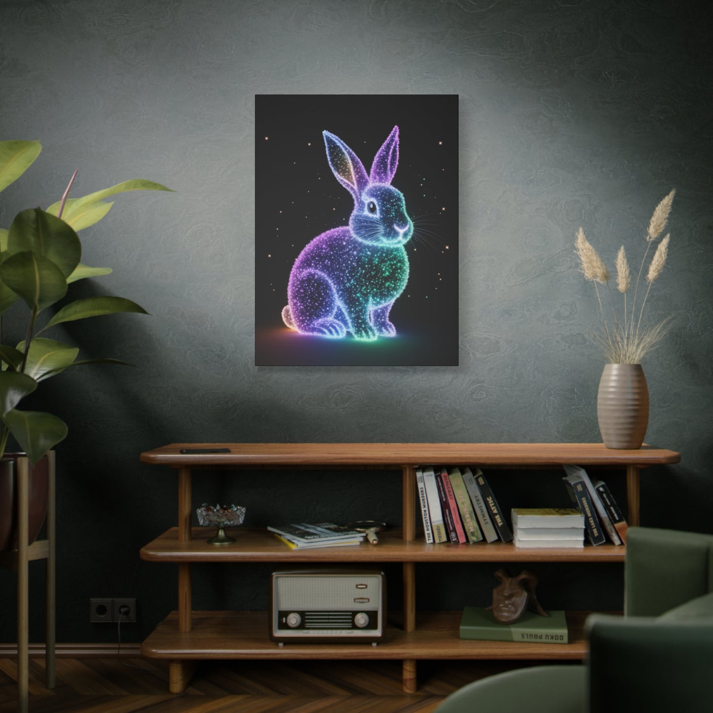 Easter Canvas Bioluminescent Bunny Decor Easter Bunny Art Easter Decor