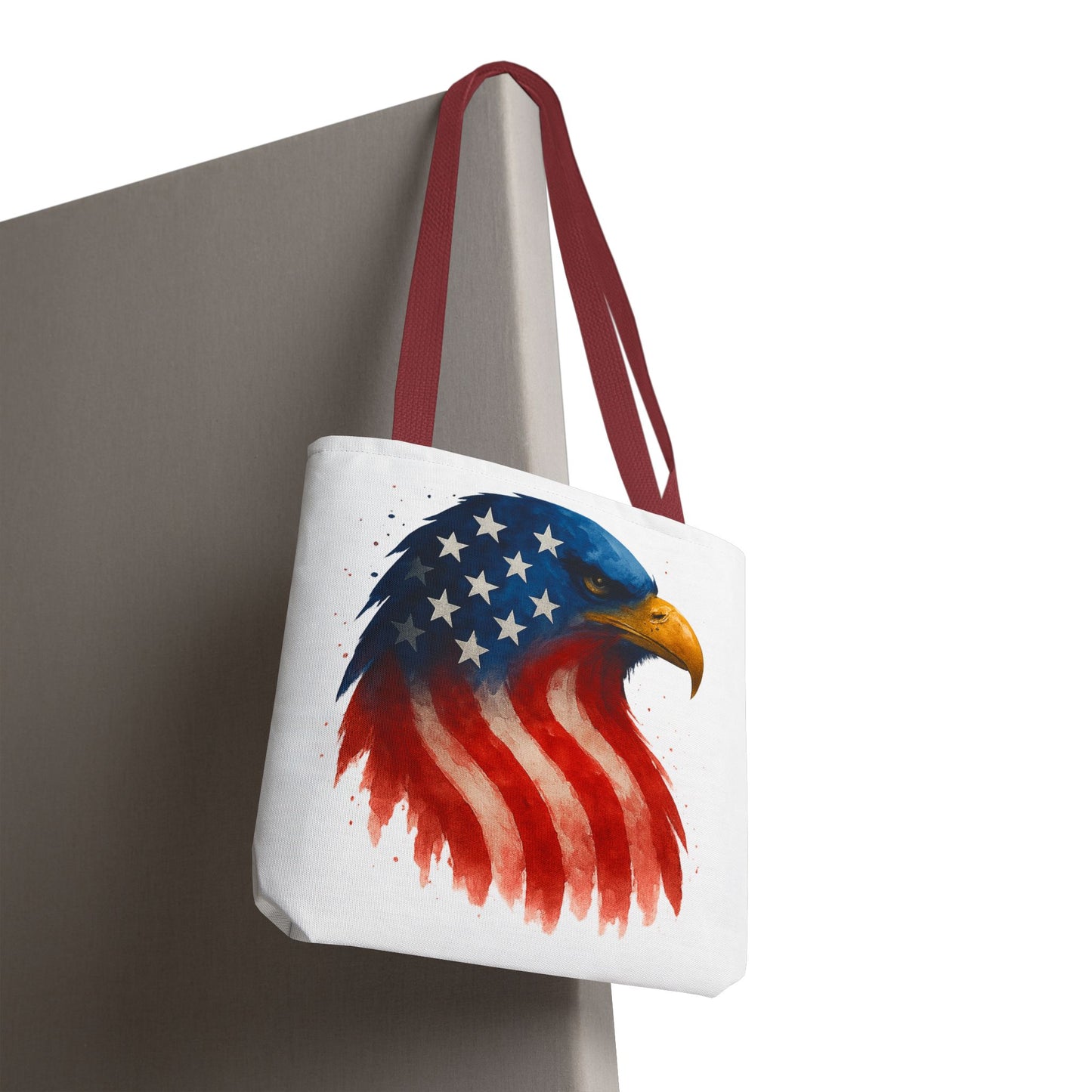 Patriotic Eagle Tote Bag USA Flag Canvas Carryall - Eco-Friendly Independence Day, Memorial Day Gift for Veterans, Reusable Shopping Bag
