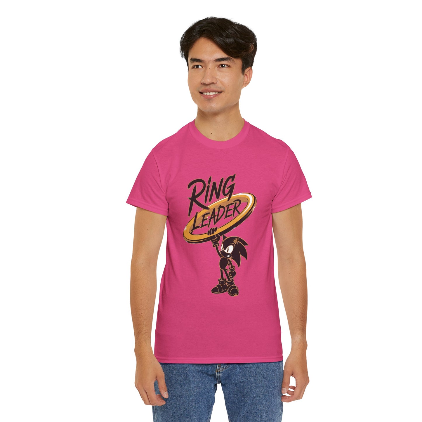 Ring Leader Video Game Shirt – Fast Speed Hero Holding Gold Ring – Retro Gamer Graphic Tee for Arcade, Anime, and Gaming Fans