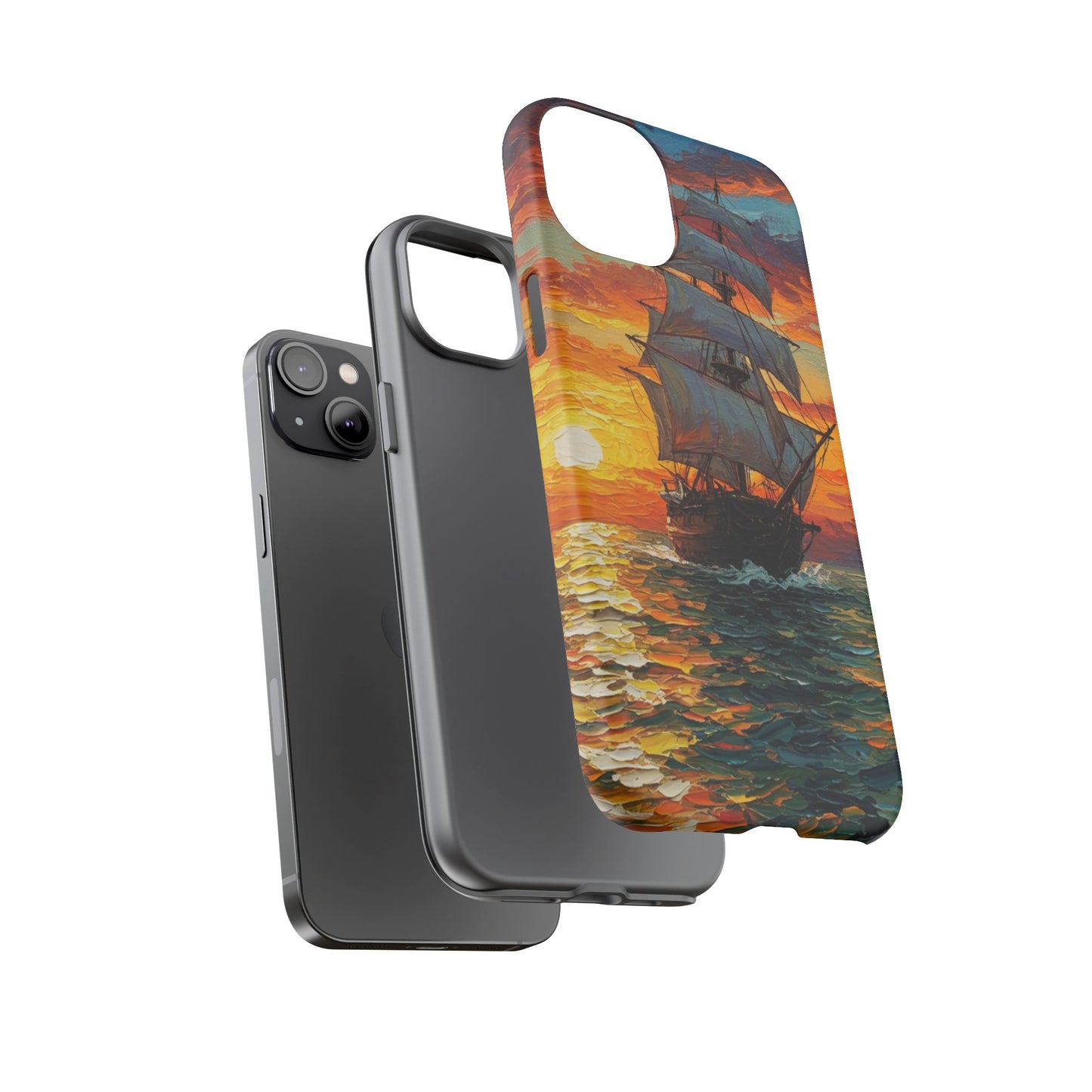 iPhone Case - Ship Sailing at Sunset Design