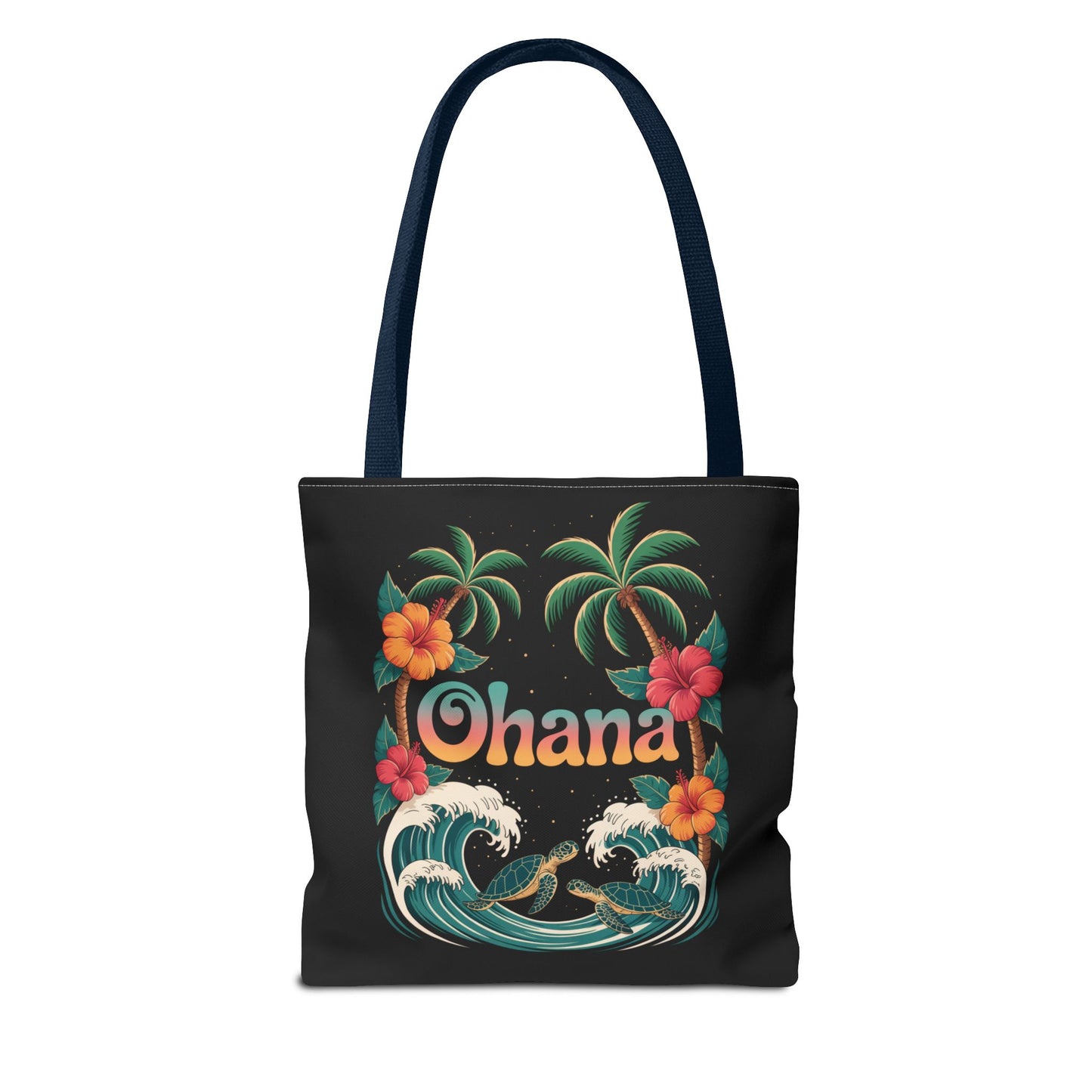 Ohana Tote Bag – Hawaiian Beach Tote with Sea Turtles & Palm Trees – Floral Tropical Reusable Bag, Summer Gift, Aesthetic Travel Purse