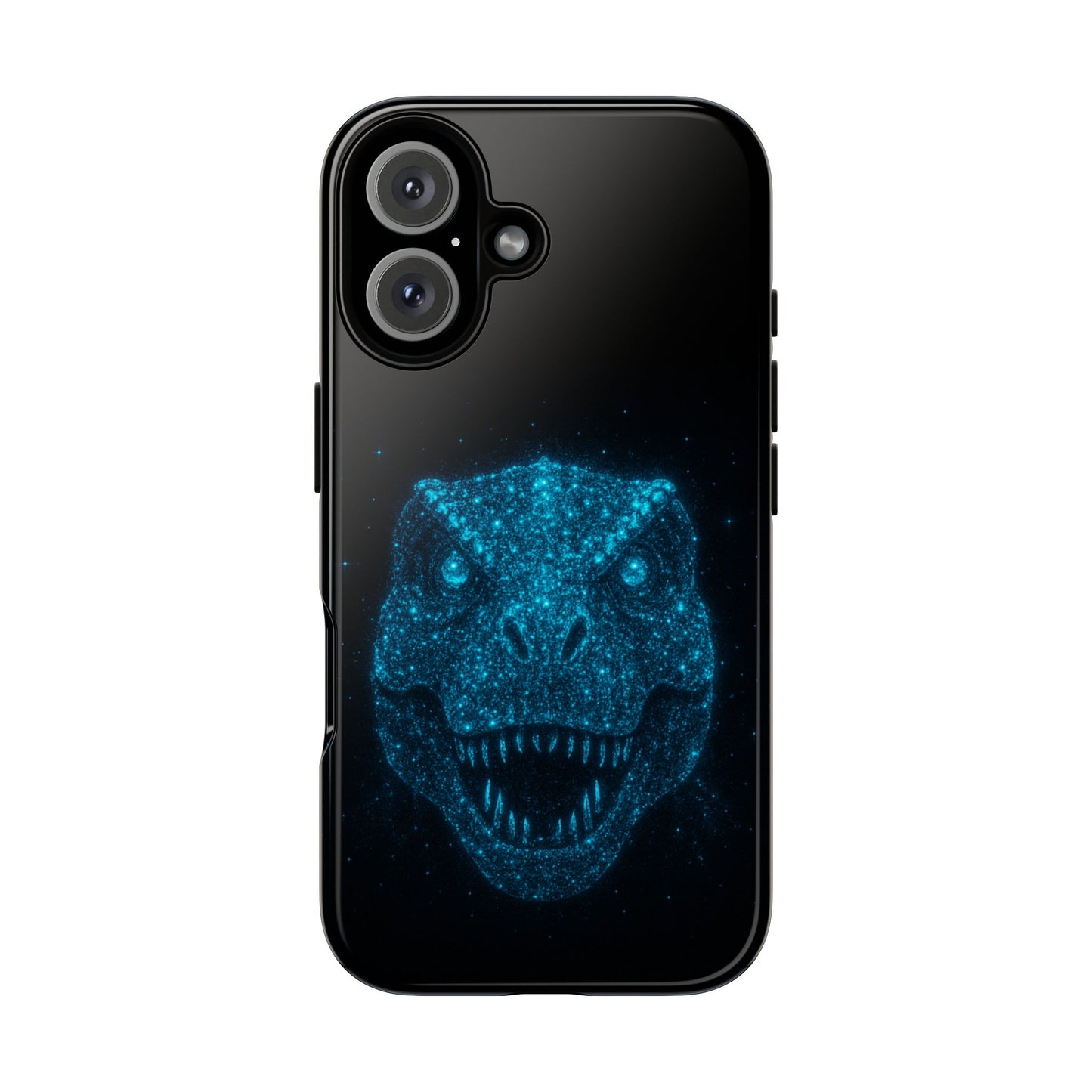 Bioluminescent Particle T-Rex iPhone Case - Galaxy-Style Cosmic Dino on Tough Dual-Layer Cover, Gift for Dino & Space Fans