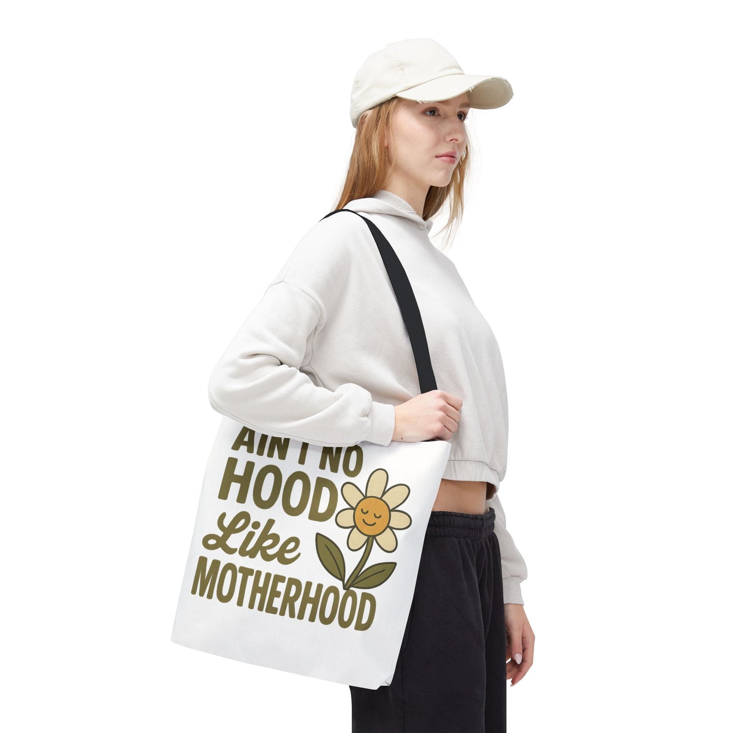 Motherhood Tote Bag with Flower Design Mother's Day Bag Tote for Mom Reusable Shopping Bag