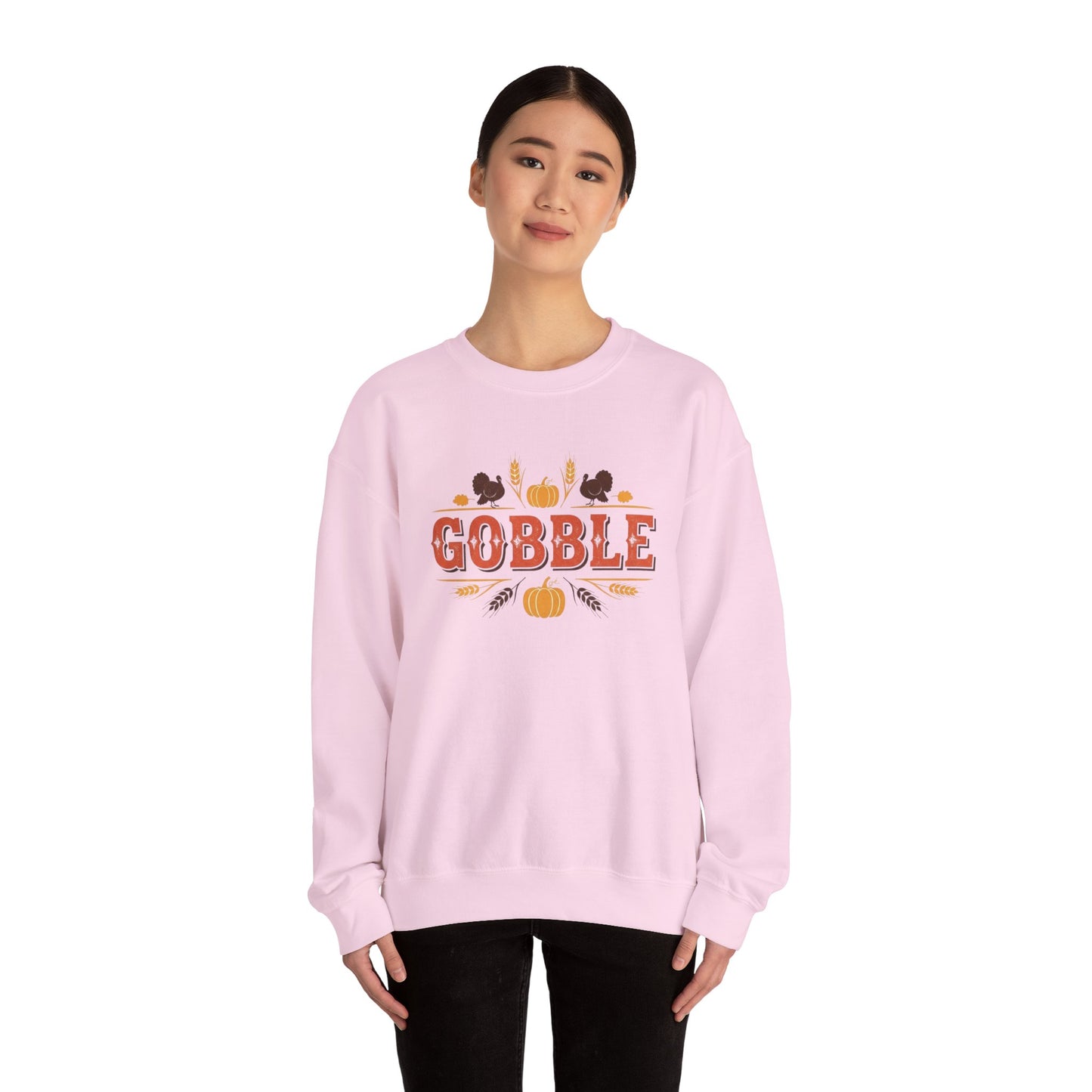 Gobble Thanksgiving Sweatshirt, Fall Pumpkin Turkey Shirt, Cozy Autumn Crewneck, Cute Gobble Pullover, Thanksgiving Dinner Outfit