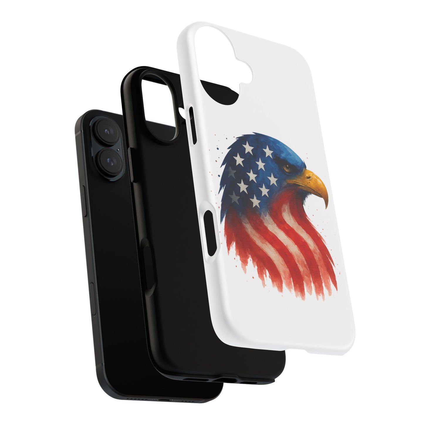 Patriotic Eagle iPhone Case - USA Flag Tough Cover, Dual-Layer Rugged Protection, 4th of July and Veteran Gift