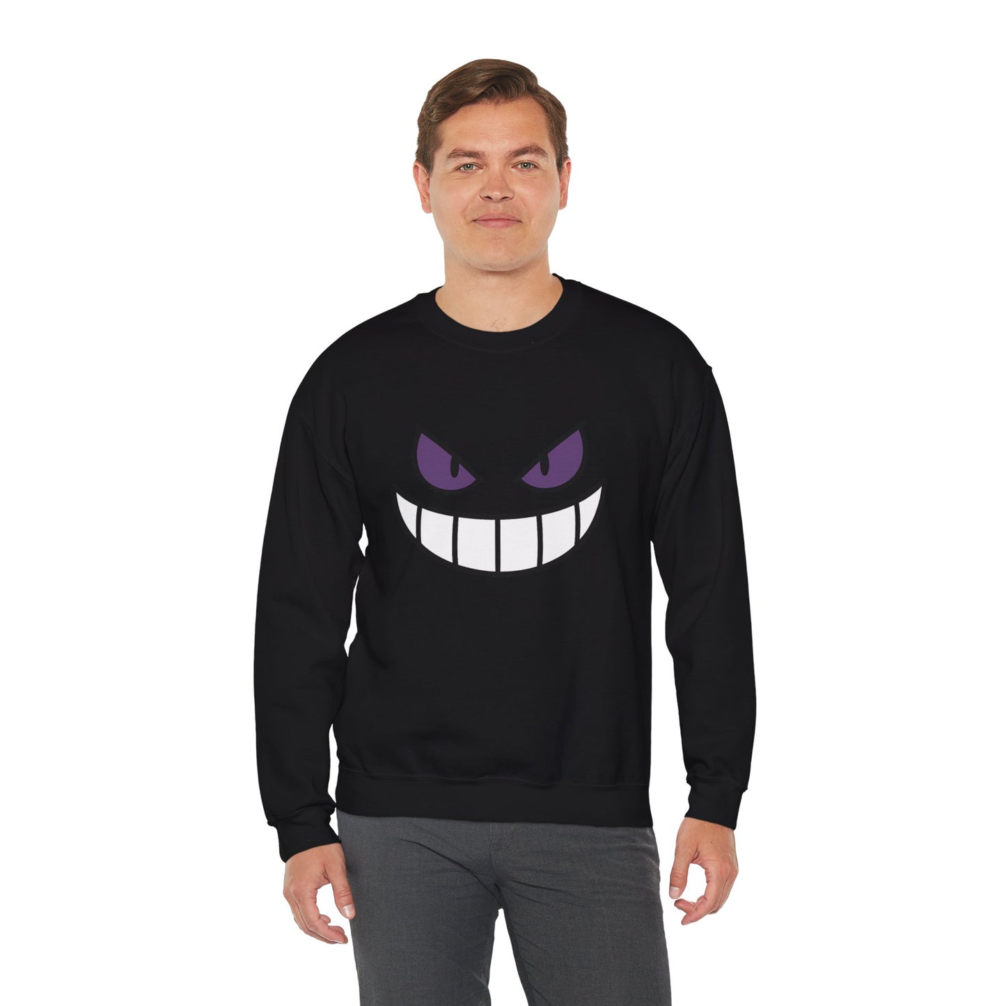 Sinister Grin Sweatshirt, Creepy Smile Crewneck, Dark Cartoon Face Sweatshirt, Halloween Gothic Sweatshirt, Spooky Grin Pullover
