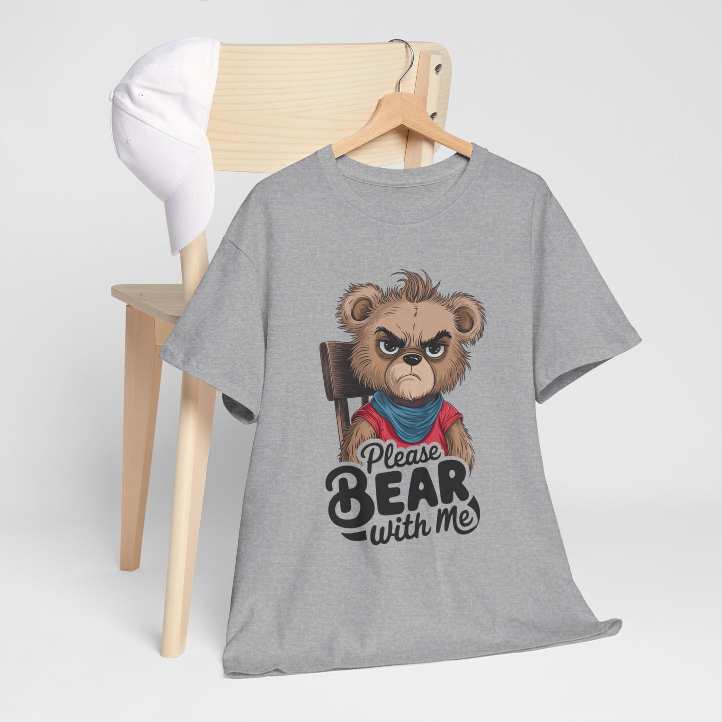 Grumpy Bear Graphic Tee – Please Bear With Me Shirt – Funny Animal T‑shirt – Sarcastic Humor Gift – Cute Bear Meme Art Tee