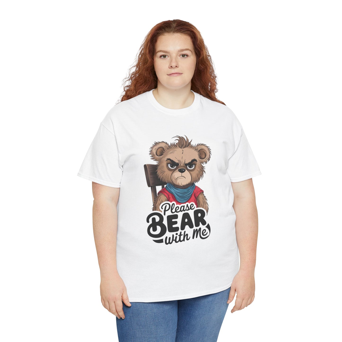 Grumpy Bear Graphic Tee – Please Bear With Me Shirt – Funny Animal T‑shirt – Sarcastic Humor Gift – Cute Bear Meme Art Tee