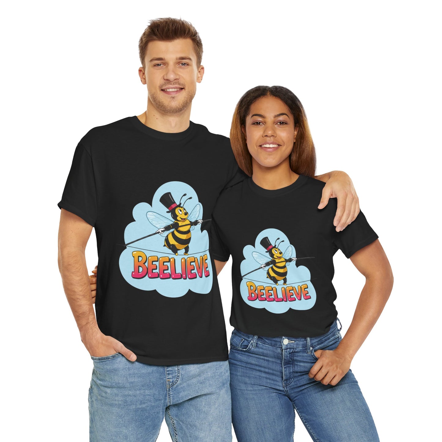“Beelieve” Bee Pun T‑Shirt | Cute Bee Graphic Tee | Inspirational Pun Shirt | Funny Nature Lover Gift | Bee Belief Positive Vibes Tee
