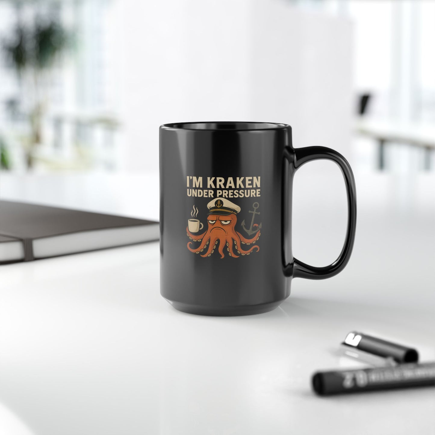 Kraken Under Pressure Mug • Funny Octopus Coffee Cup • Nautical Pun Gift Mug • Ocean Captain Humor • Stress Joke Mug 11oz 15oz