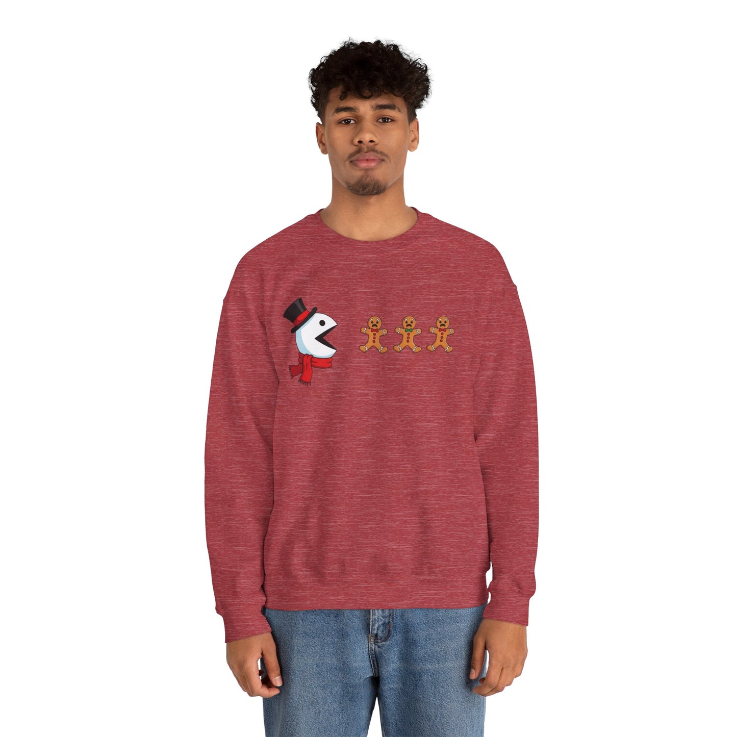 Funny Snowman And Gingerbread Sweatshirt, Cute Christmas Crewneck, Holiday Winter Sweater, Festive Graphic Pullover For Men And Women
