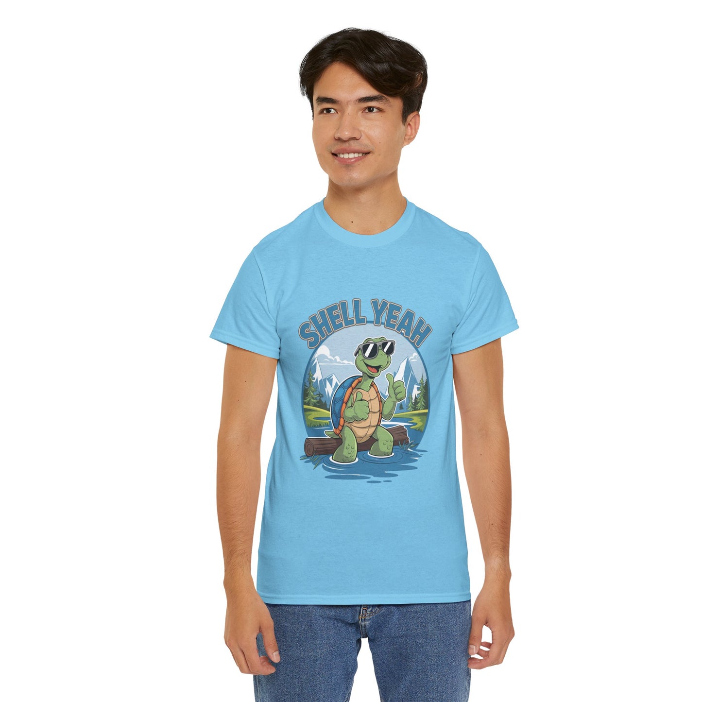 SHELL YEAH Turtle T-Shirt | Funny Cute Turtle Nature Graphic Tee | Handmade Animal Lover Gift | Eco Outdoor Adventure Shirt